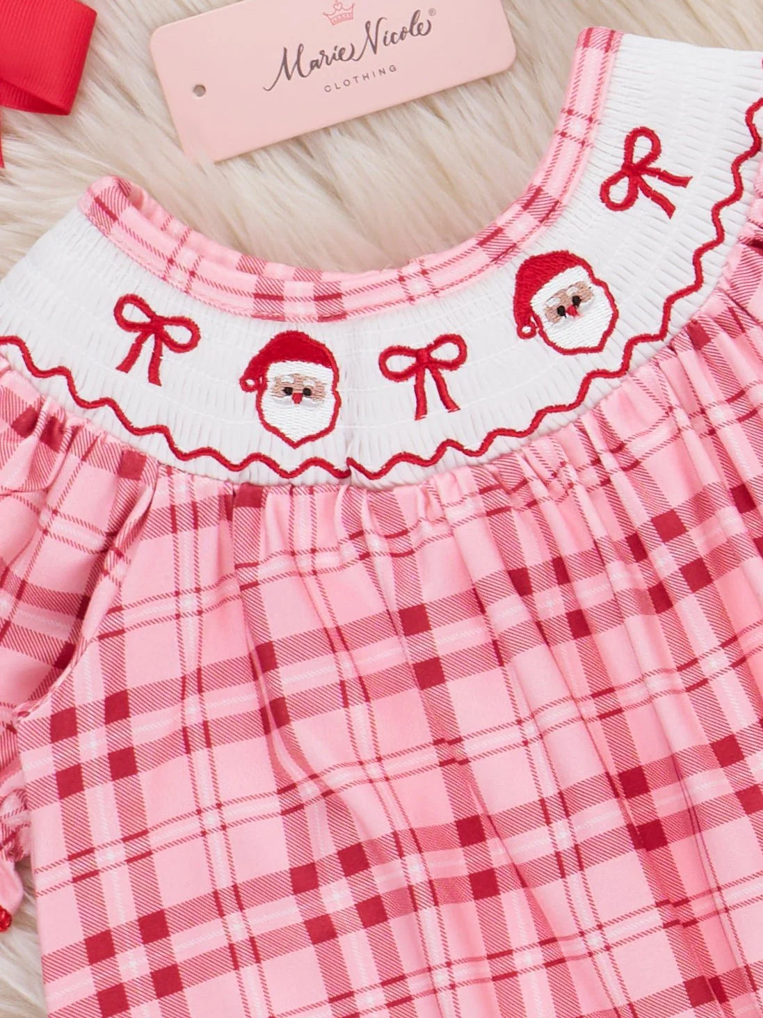 Santa Love Smocked Bubble Romper - Image 2
