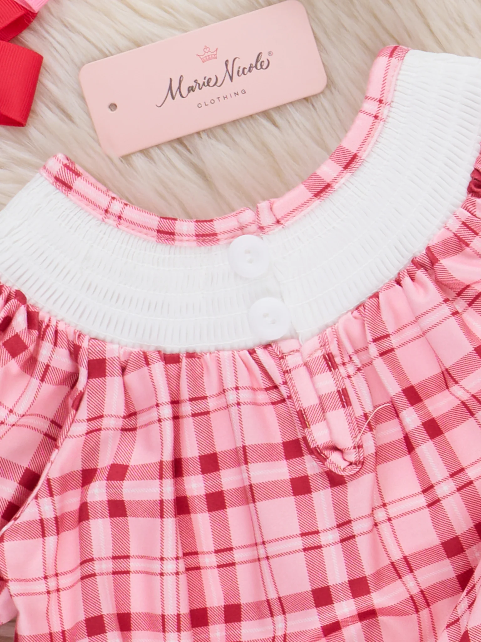 Santa Love Smocked Bubble Romper - Image 3