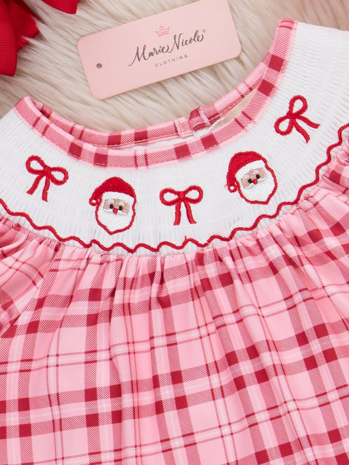 Santa Love Smocked Dress - Image 3