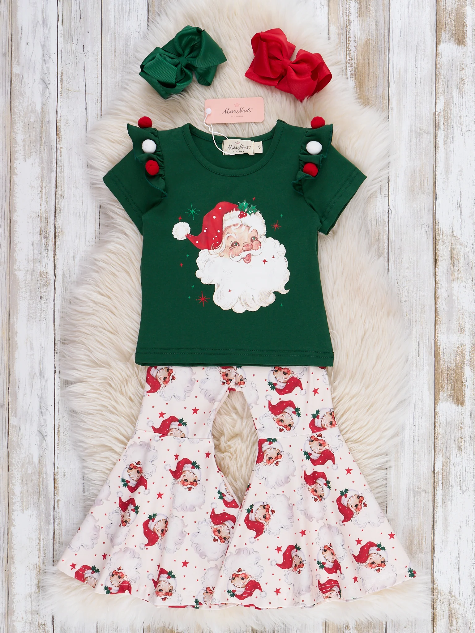 Santa Pom Pom Bell Bottom Outfit