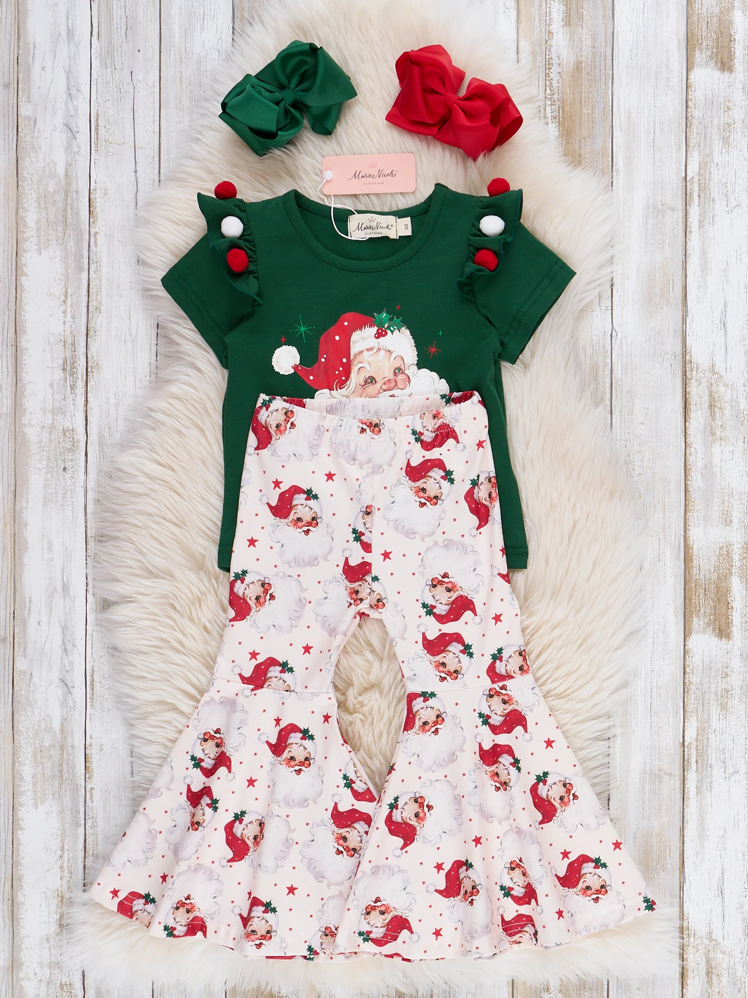 Santa Pom Pom Bell Bottom Outfit - Image 3