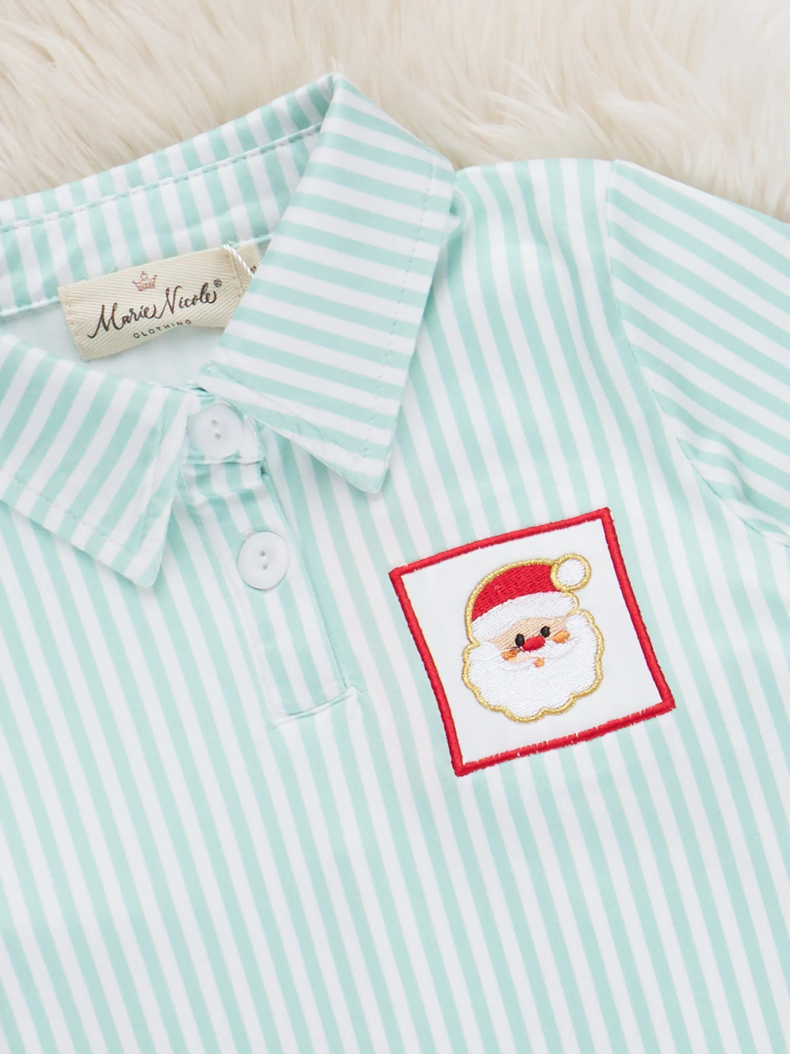 Santa’s Gift Embroidered Striped Outfit - Image 2