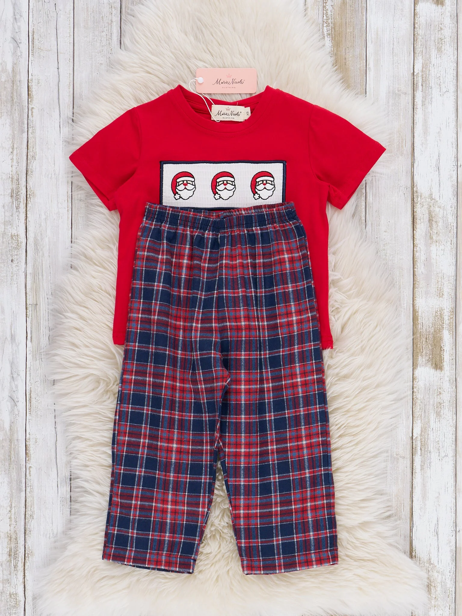 Santa Spirit Smocked Flannel Outfit - Image 3