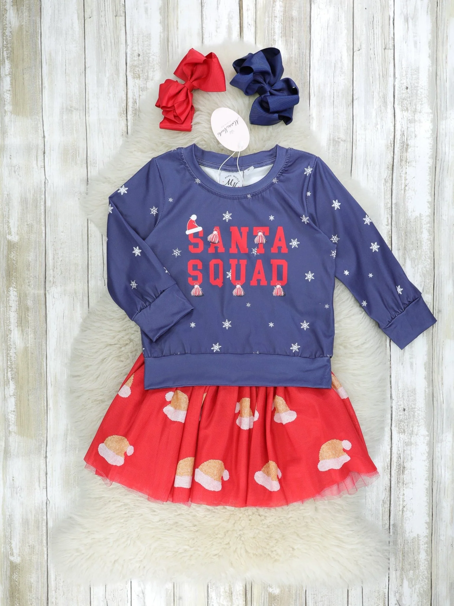 "Santa Squad" Tulle Skirt Outfit