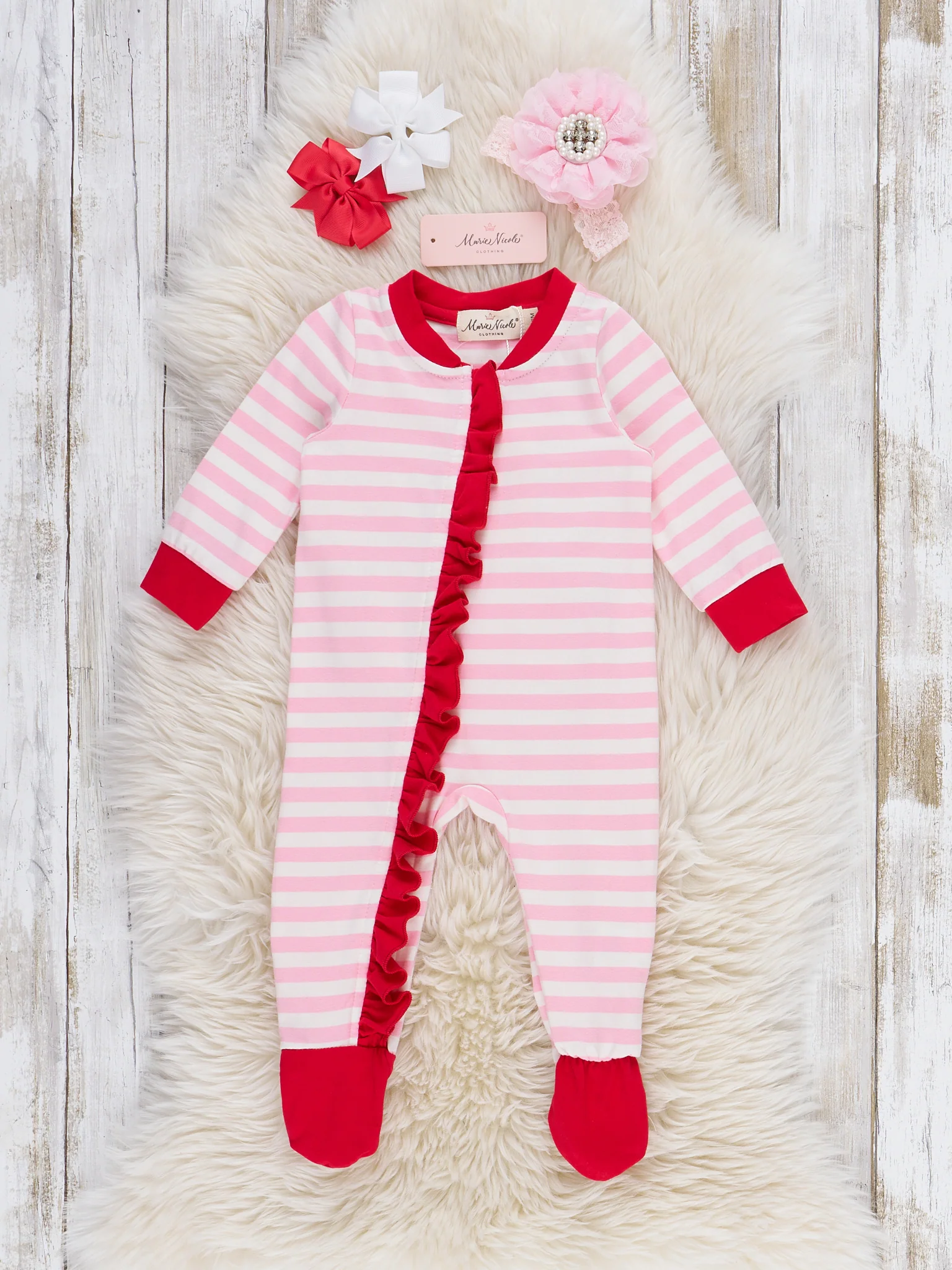 Santa Treat Time Embroidered Footed Sleeper Pajamas