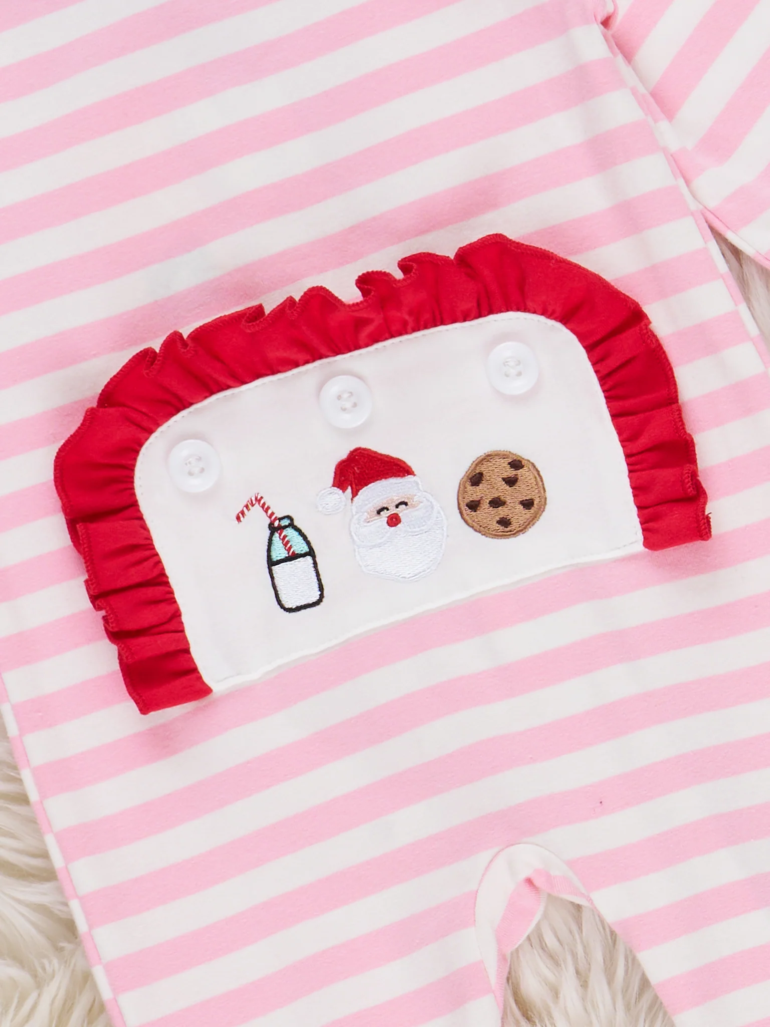 Santa Treat Time Embroidered Footed Sleeper Pajamas - Image 2