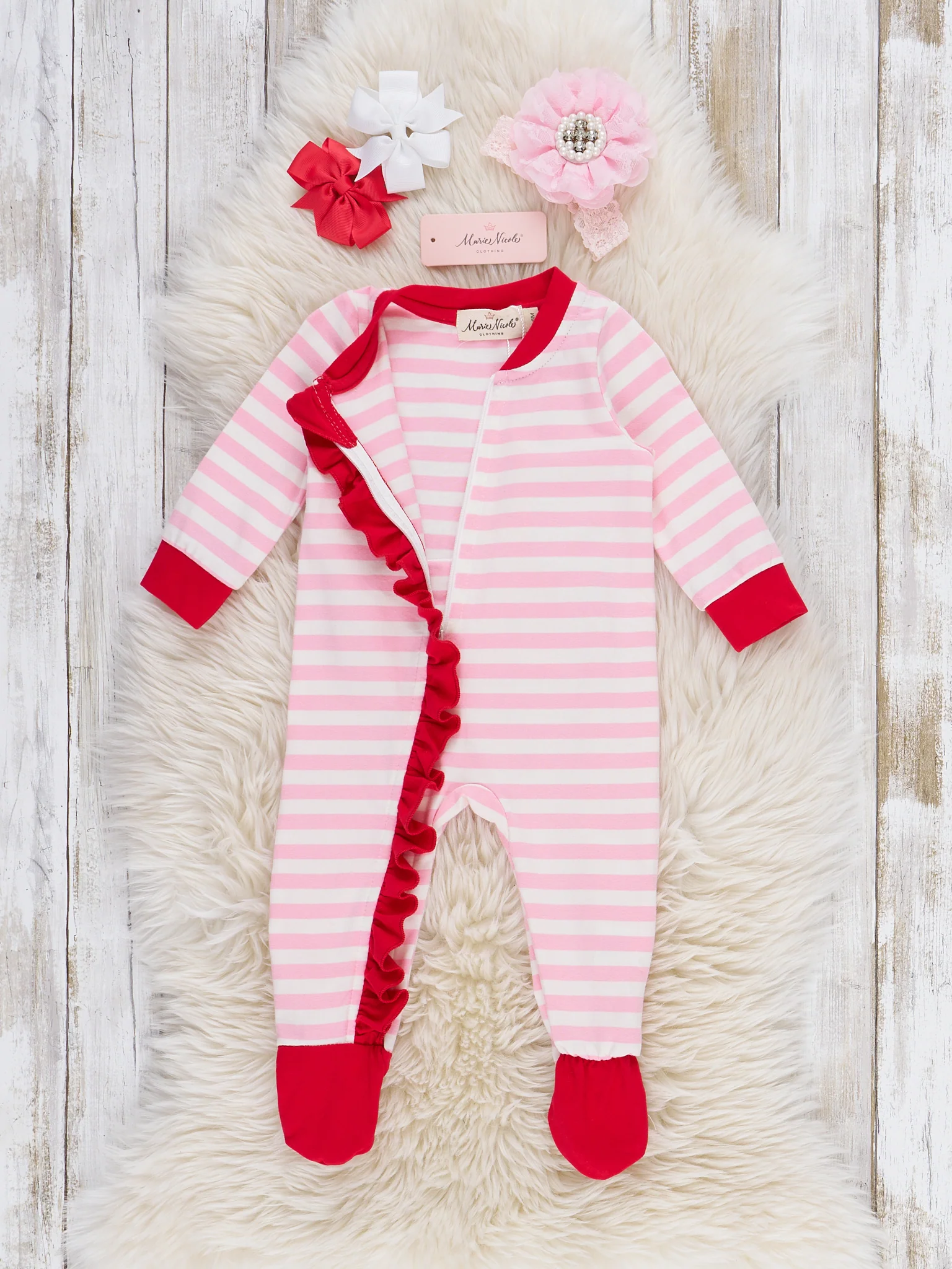 Santa Treat Time Embroidered Footed Sleeper Pajamas - Image 3