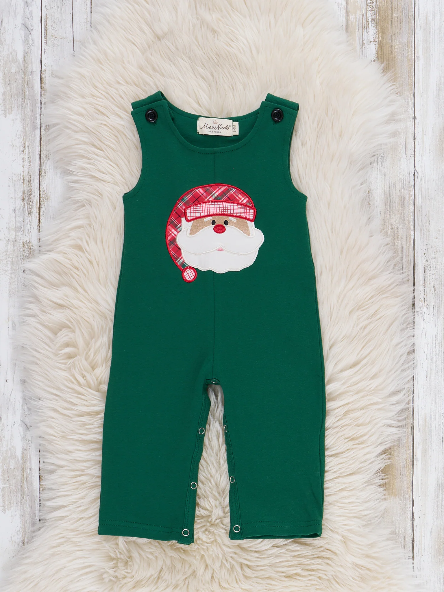 Santa's Little Elf Embroidered Overall Romper Set - Image 3