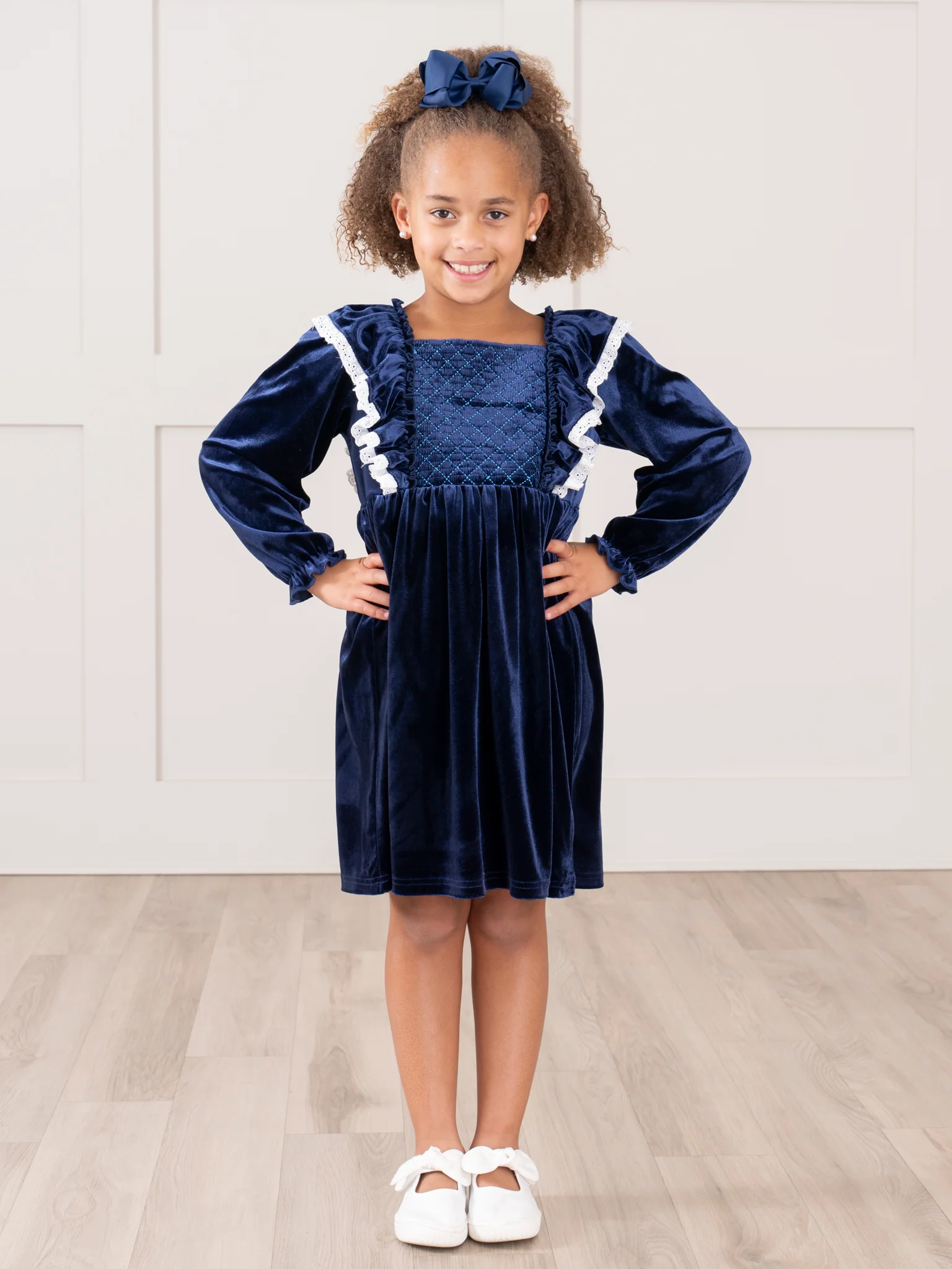 Sapphire Velvet Ruffle Dress - Image 4
