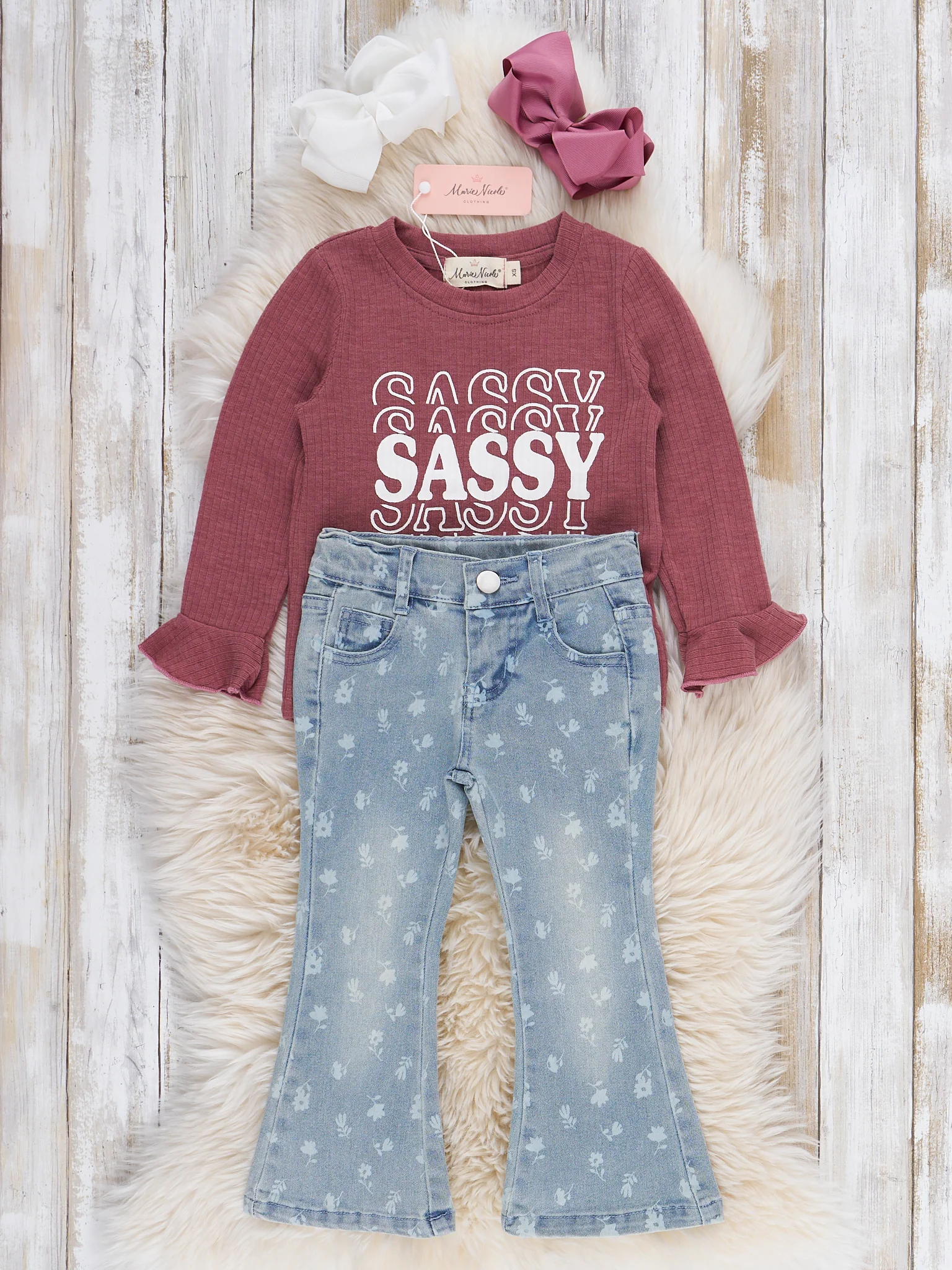 "SASSY" Denim Bell Bottom Outfit - Image 3