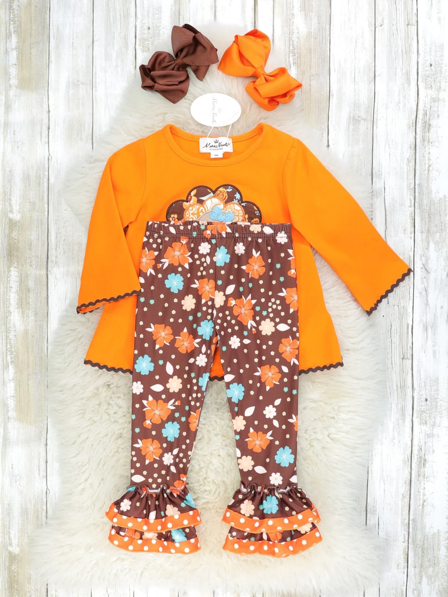 Sassy Floral Turkey Ruffle Outfit - Image 2