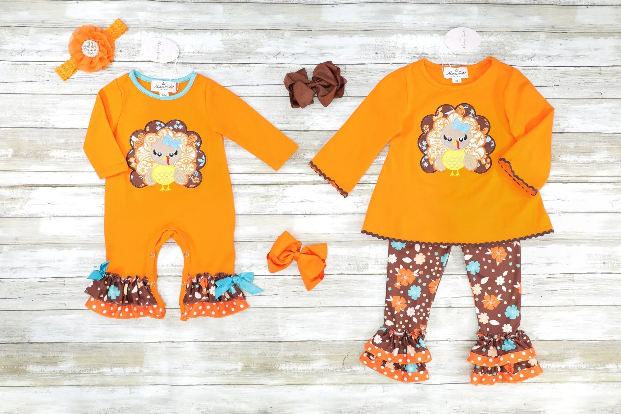 Sassy Floral Turkey Ruffle Romper - Image 2