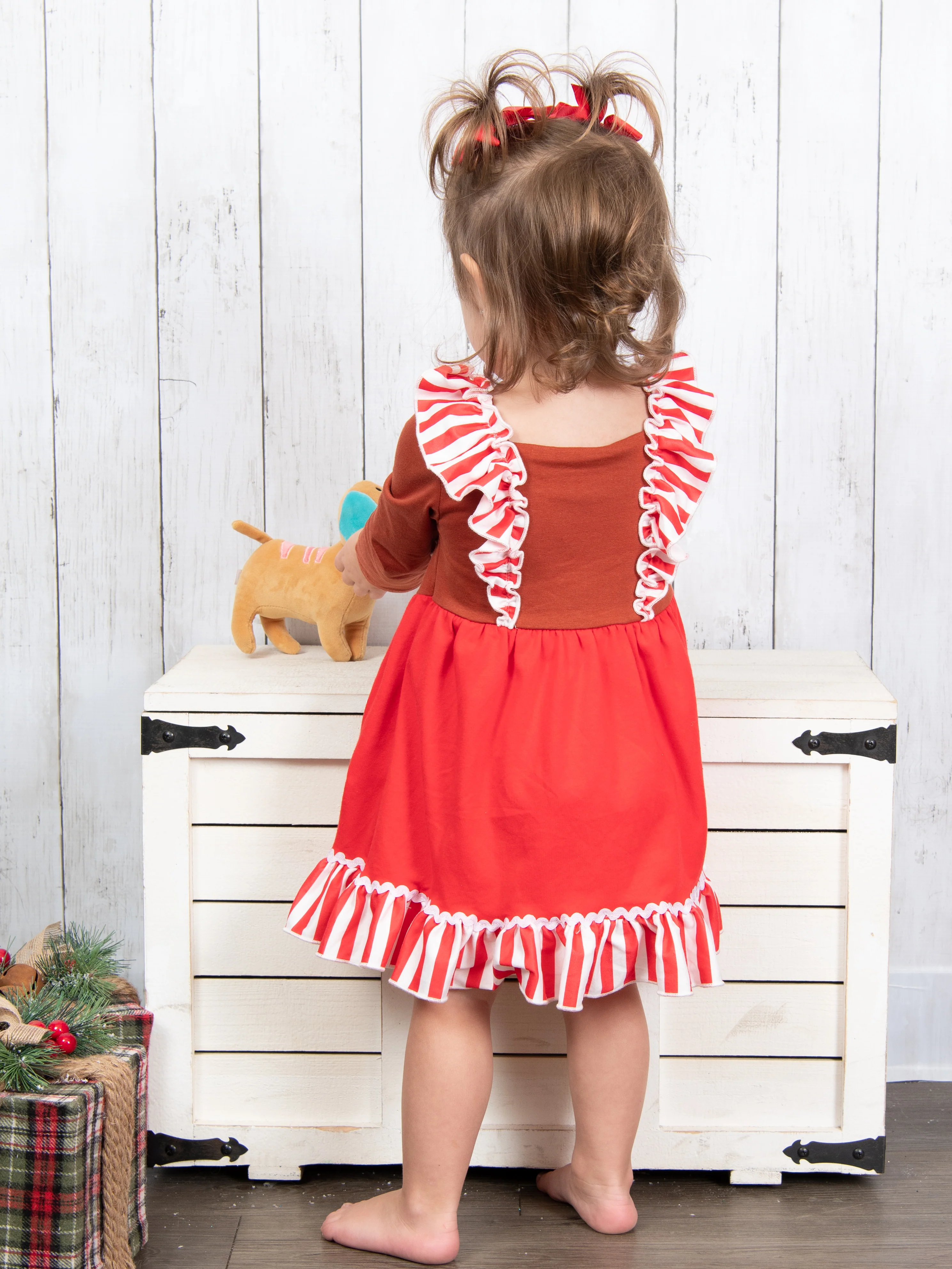Sassy Gingerbread Ruffle Dress - Image 3