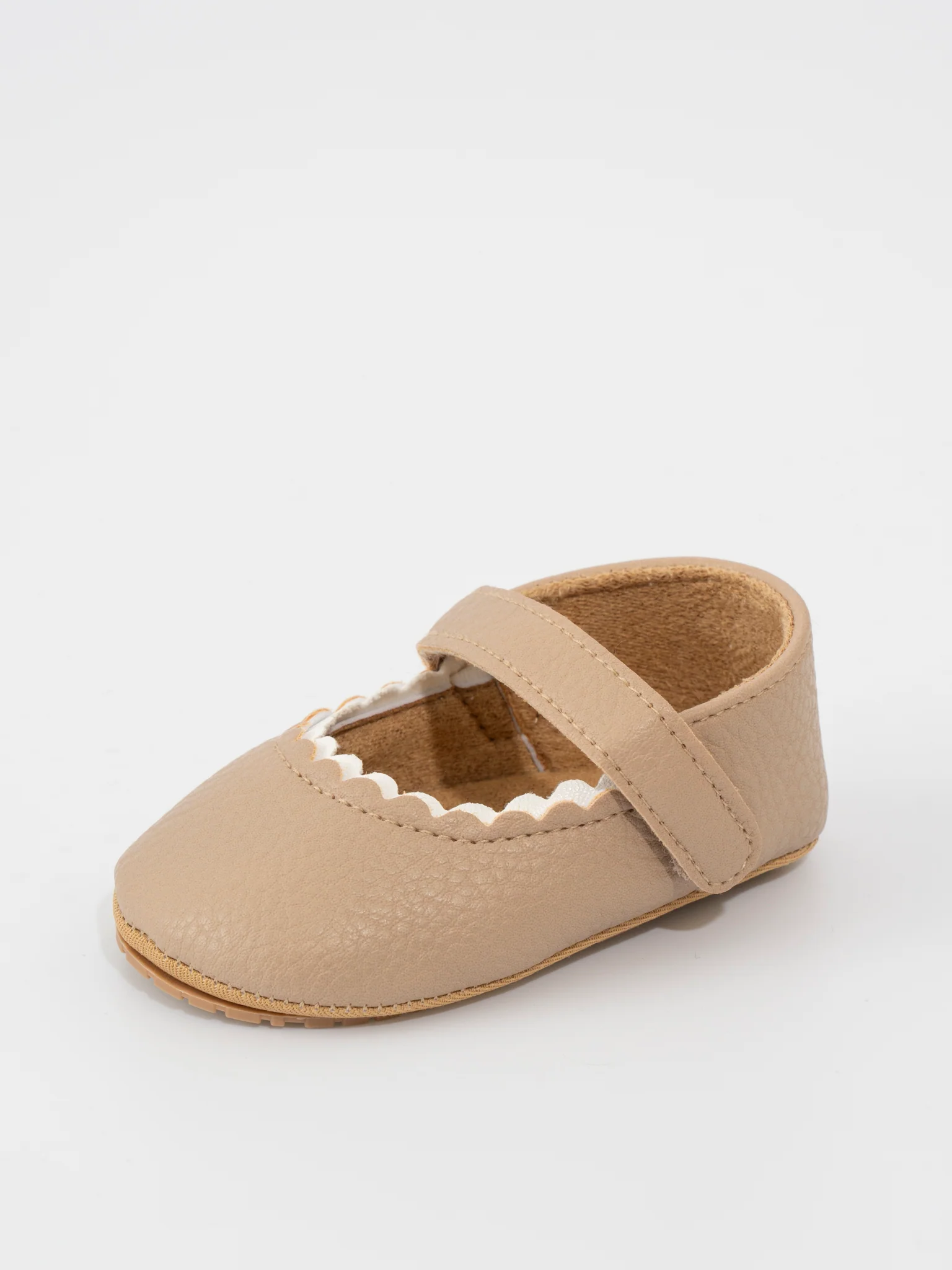 Scalloped Toe Mary Jane Baby Shoe Neutral - Image 4