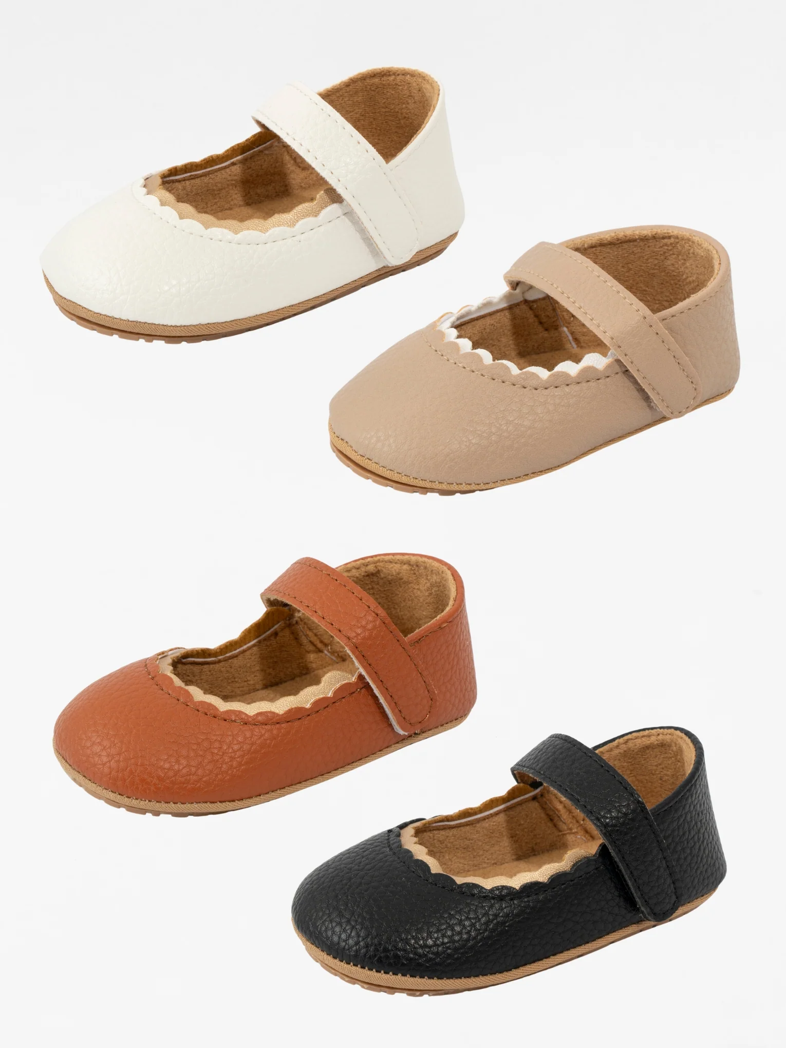 Scalloped Toe Mary Jane Baby Shoe White - Image 2