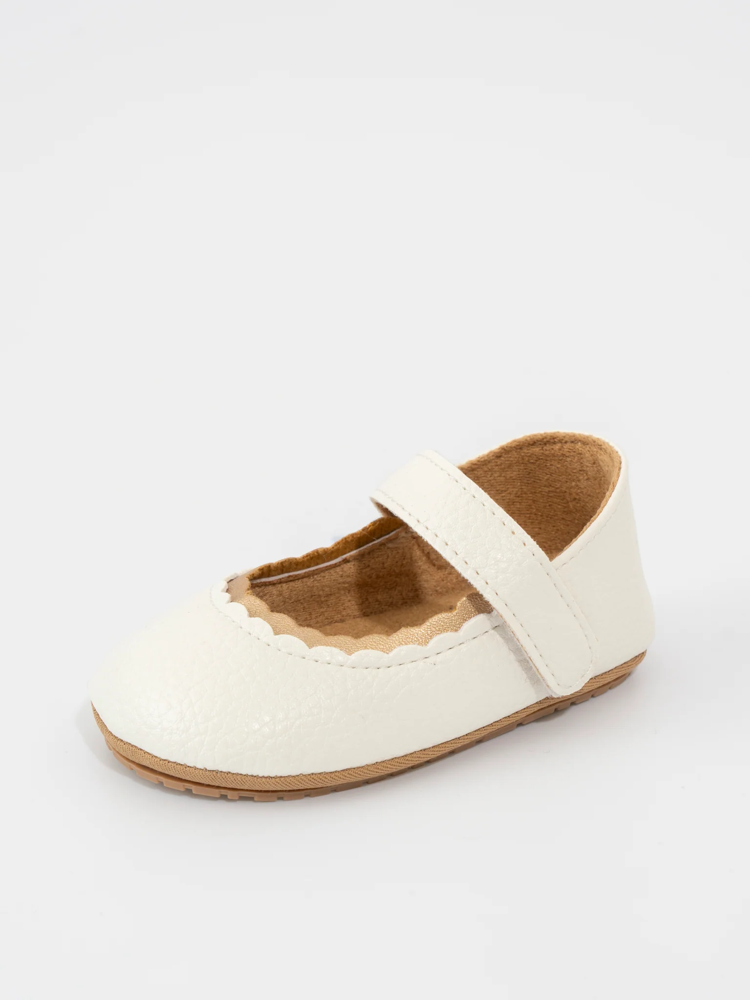 Scalloped Toe Mary Jane Baby Shoe White - Image 4