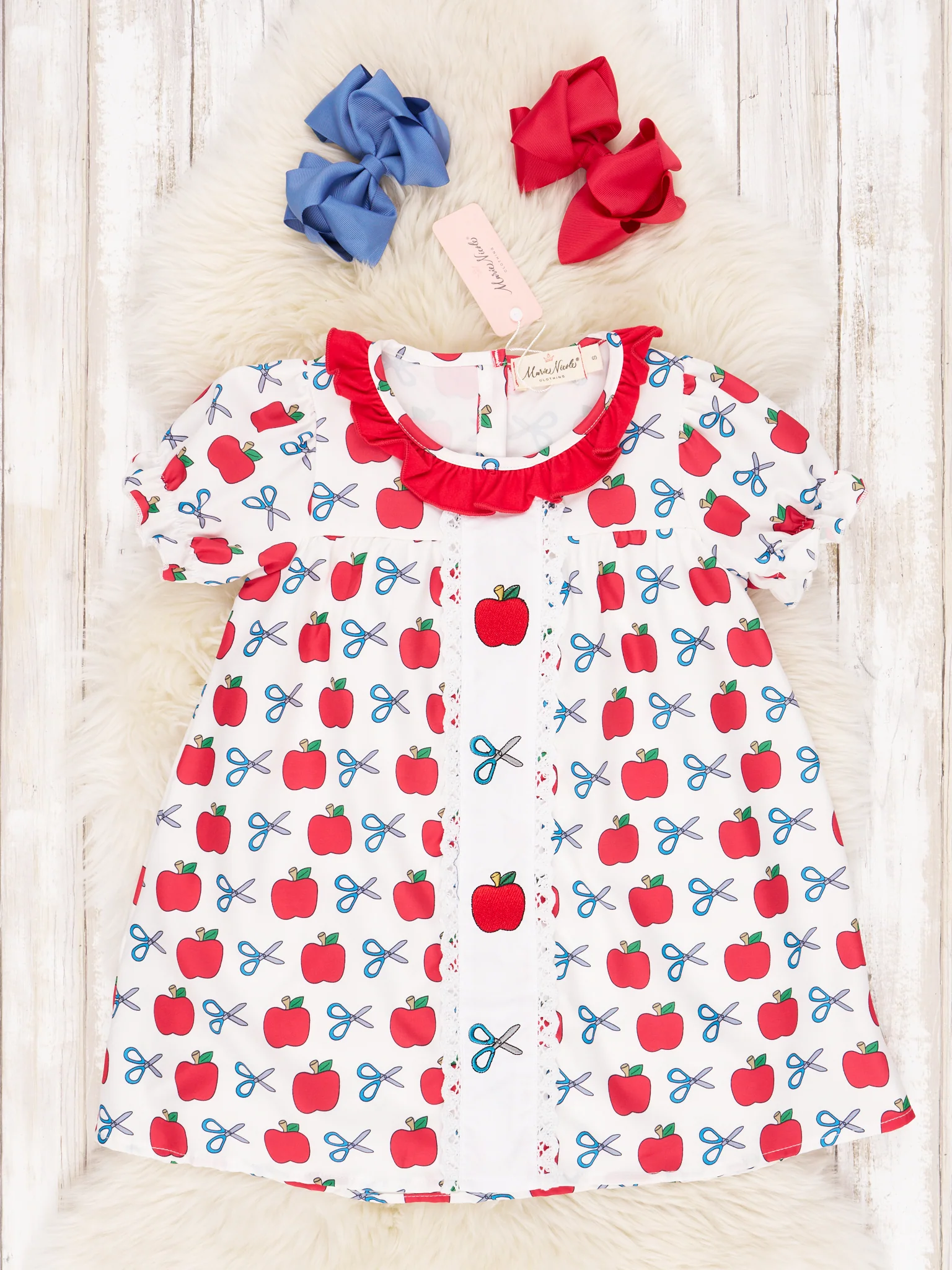 Scissors & Apple Ruffle Dress