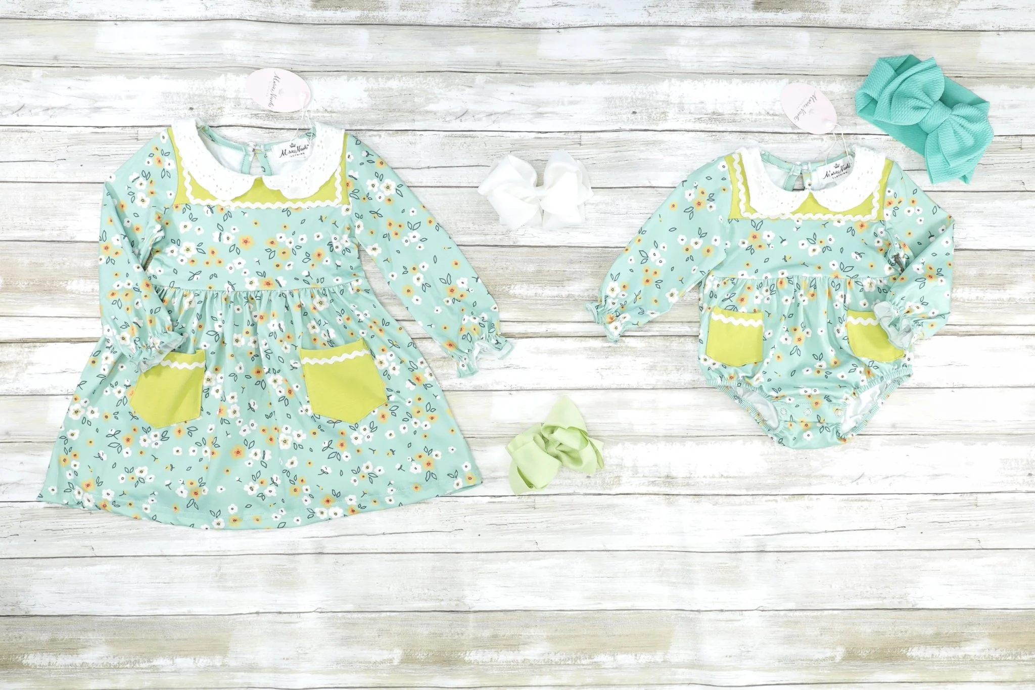 Sea Foam Green Floral Vintage Pocket Dress - Image 2