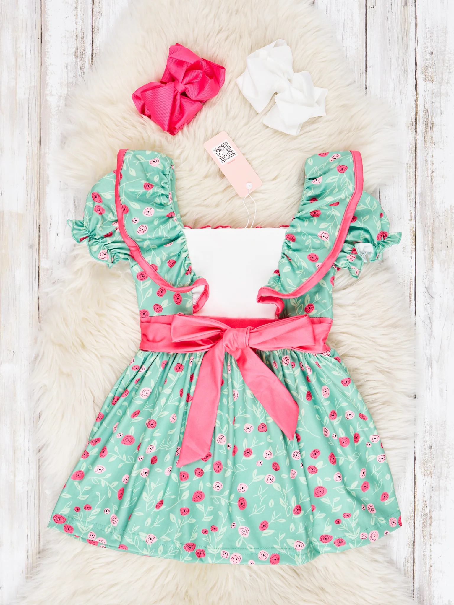 Seafoam Floral Ruffle Dress - Image 2