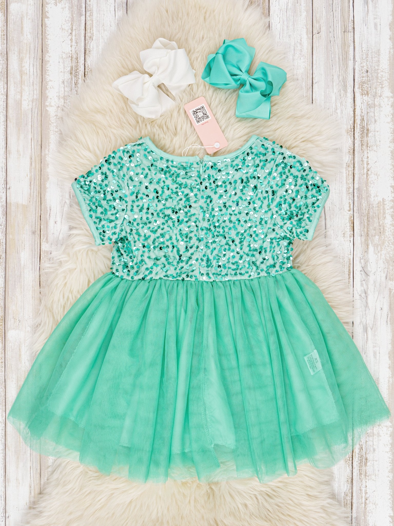 Seafoam Sparkly Tulle Dress - Image 2