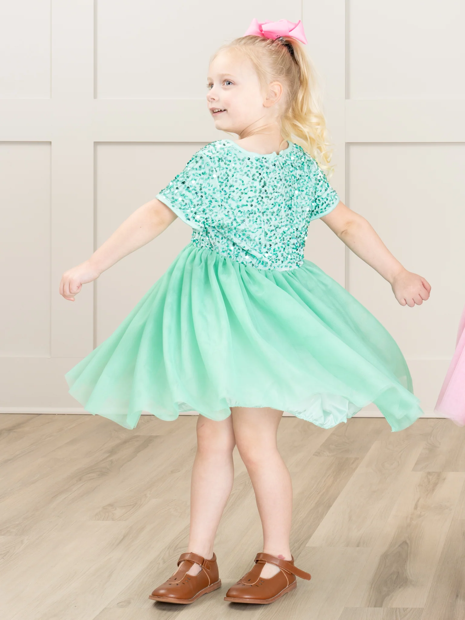 Seafoam Sparkly Tulle Dress - Image 4