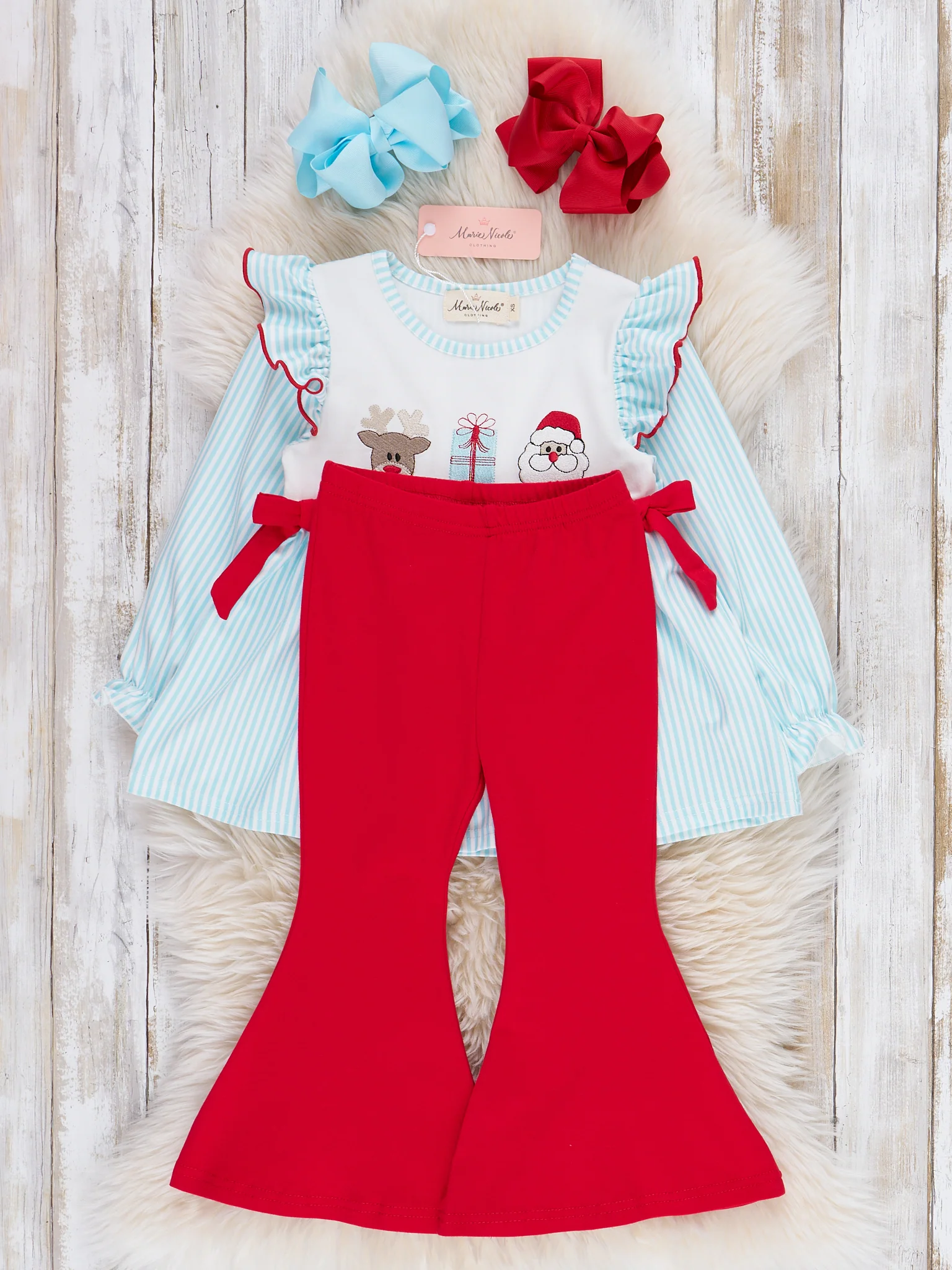 Season's Greetings Embroidered Bell Bottoms Outfit - Image 4
