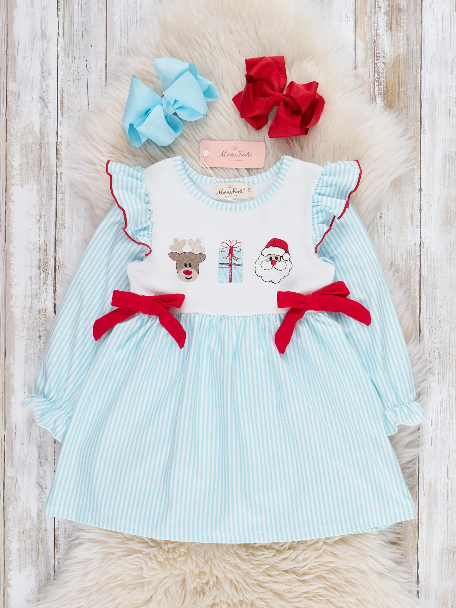 Season's Greetings Embroidered Ruffle Dress - Image 2