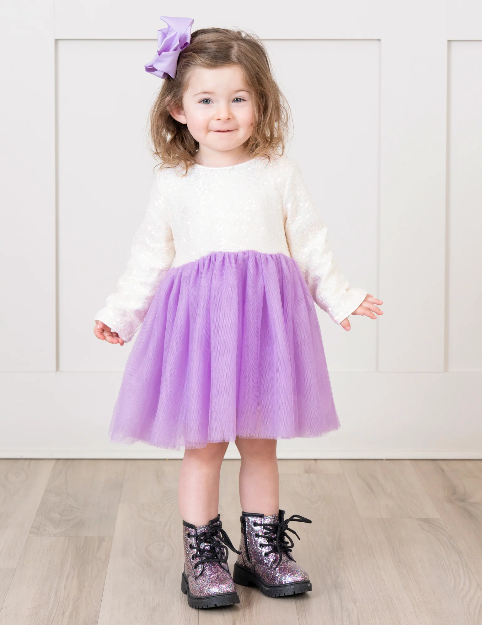 Sequin Top Tulle Dress - Lilac