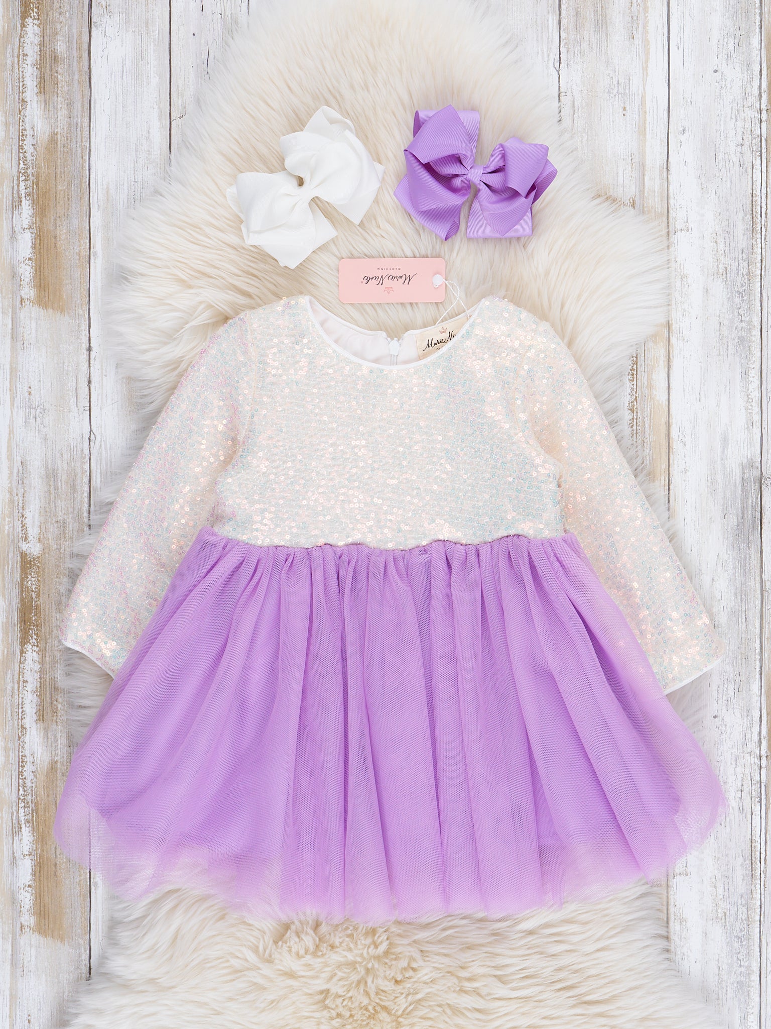 Sequin Top Tulle Dress - Lilac - Image 2
