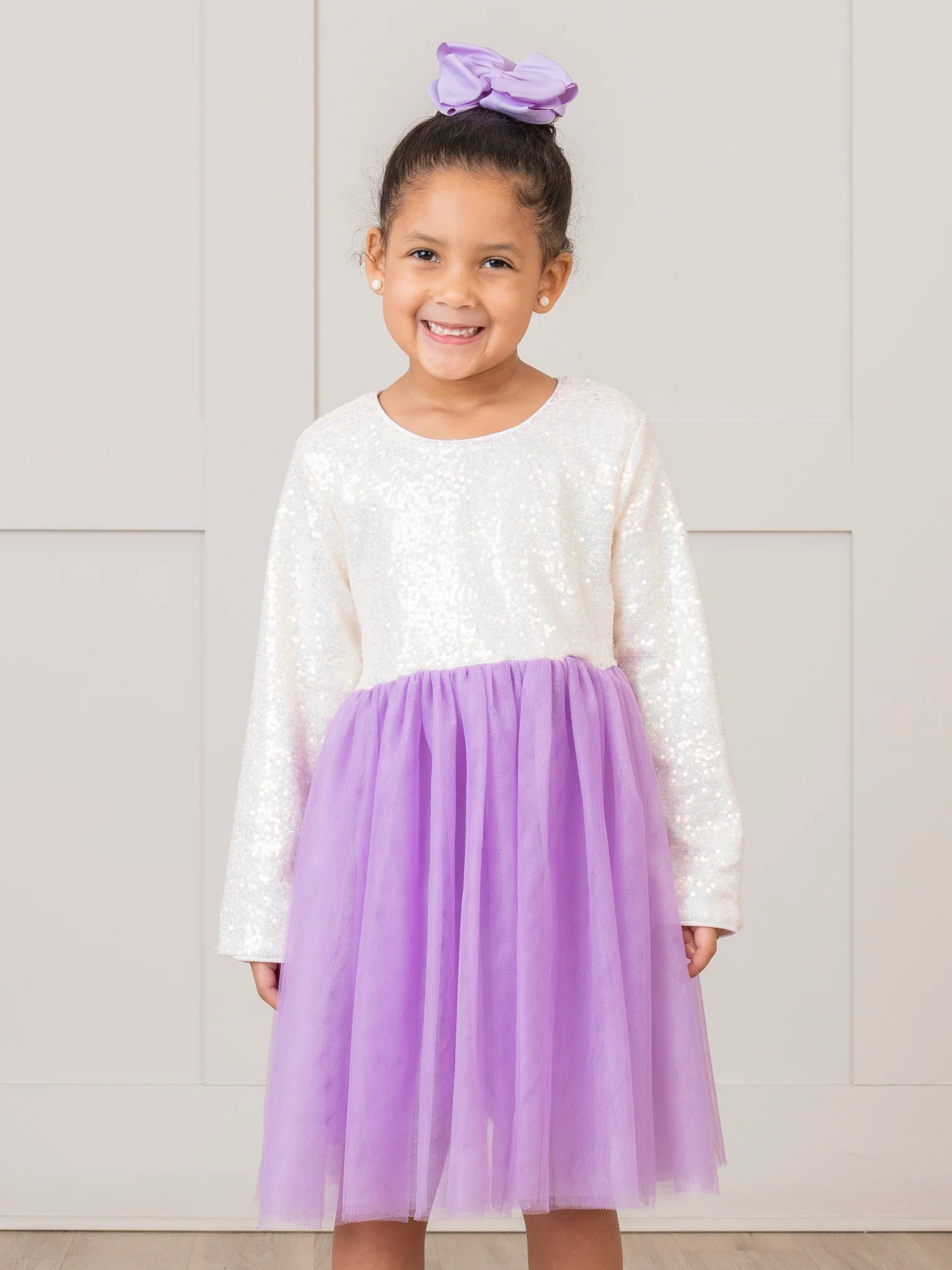 Sequin Top Tulle Dress - Lilac - Image 3