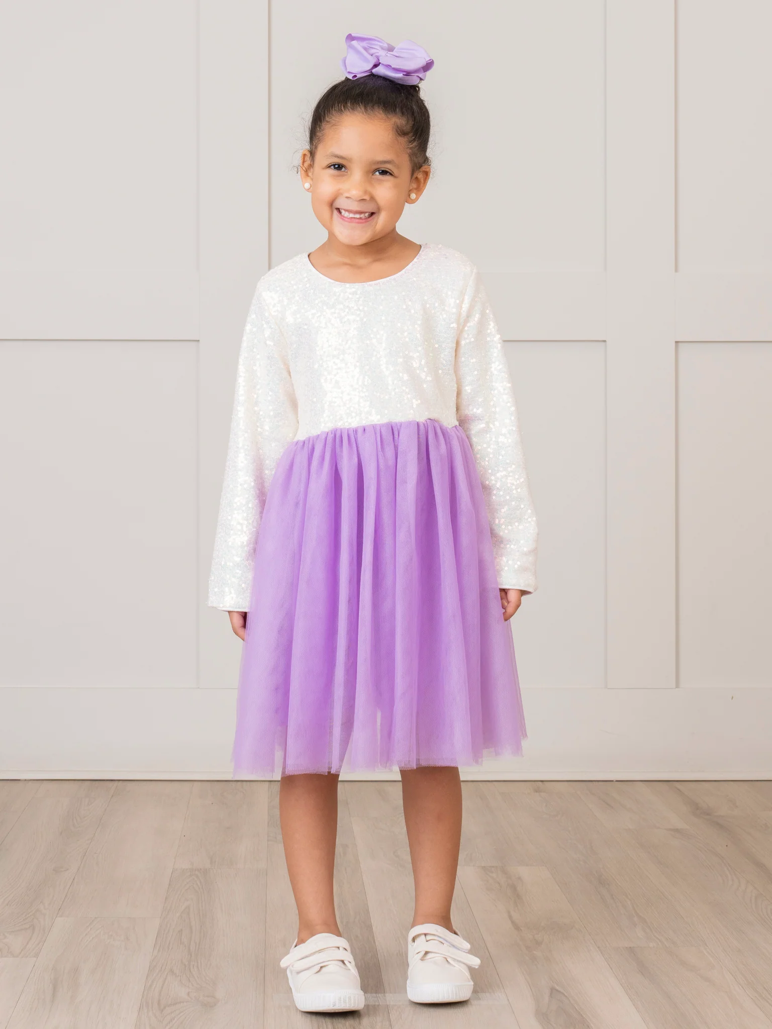 Sequin Top Tulle Dress - Lilac - Image 4