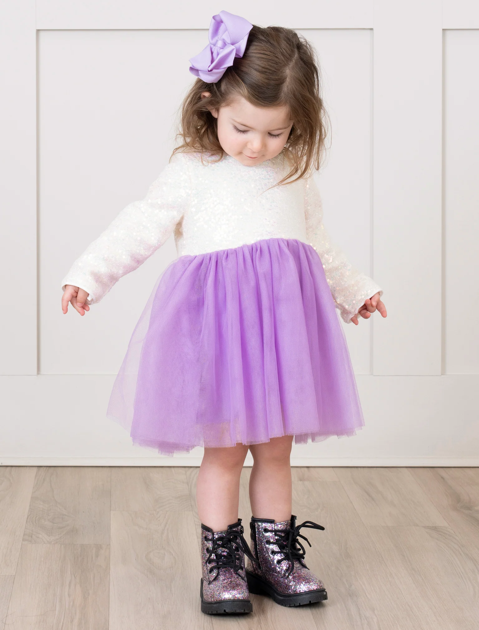 Sequin Top Tulle Dress - Lilac - Image 5