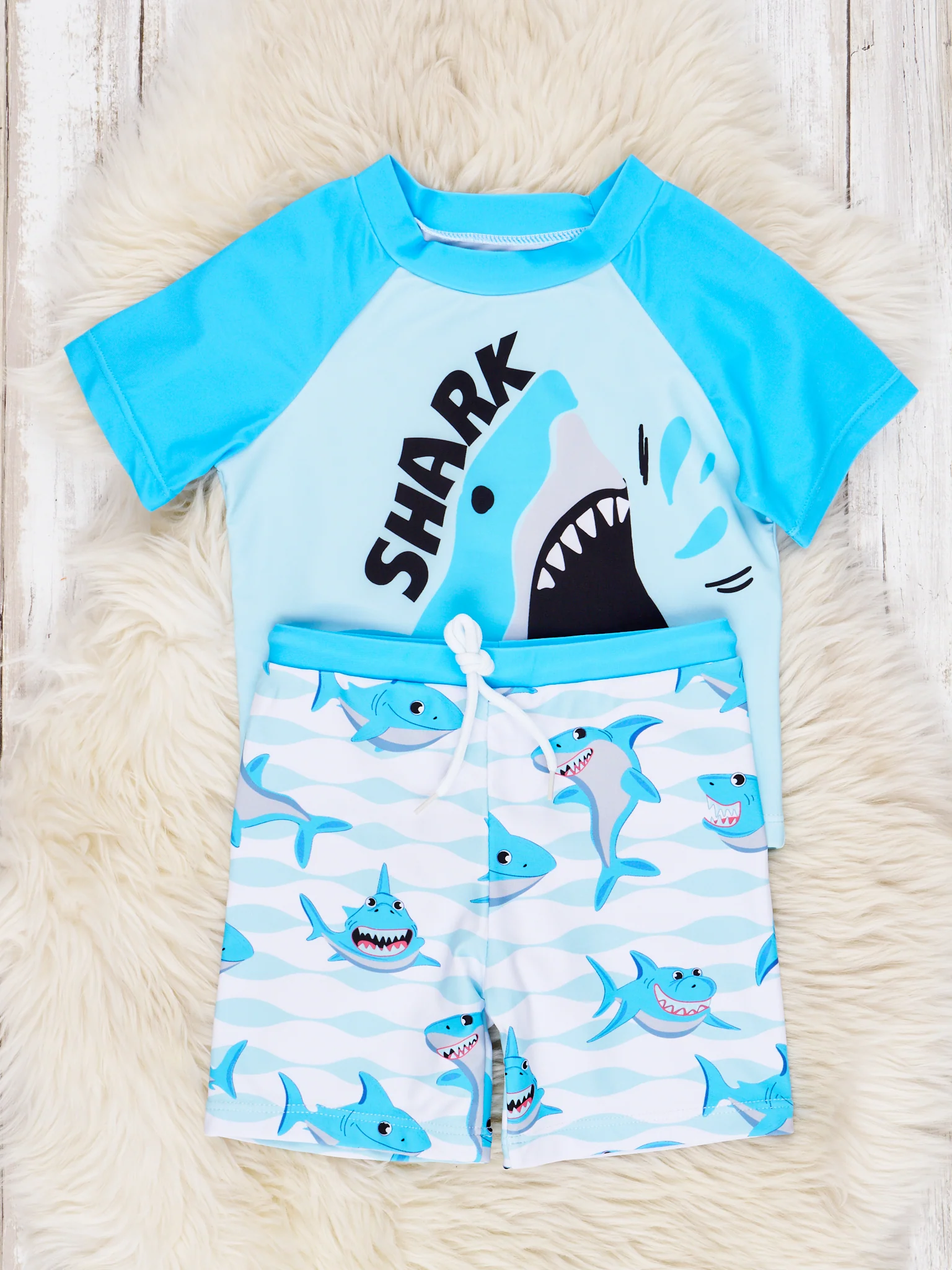 Shark Raglan Rash Guard Swimsuit - Image 2