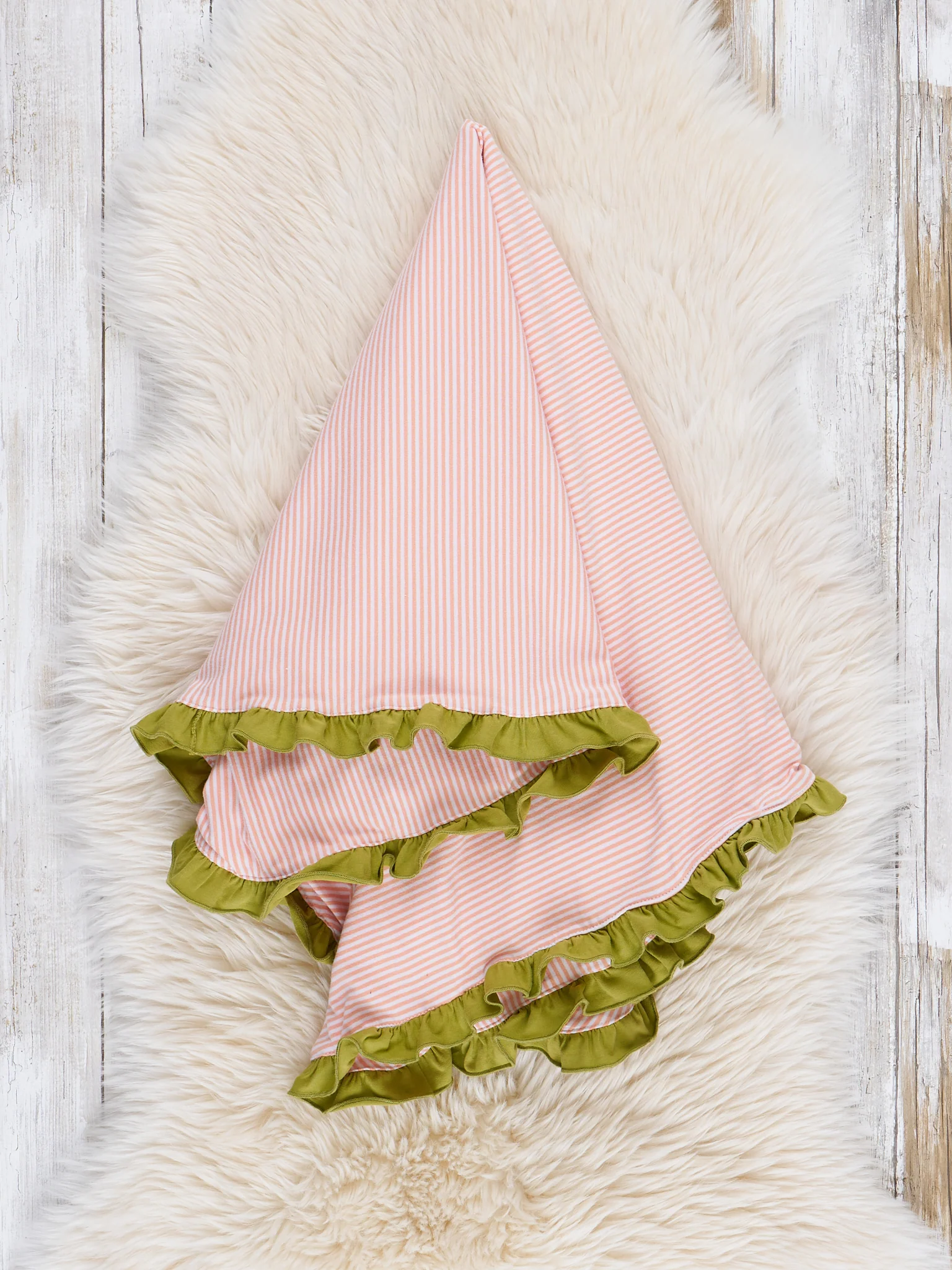 Sherbet Stripes Ruffle Minky Blanket