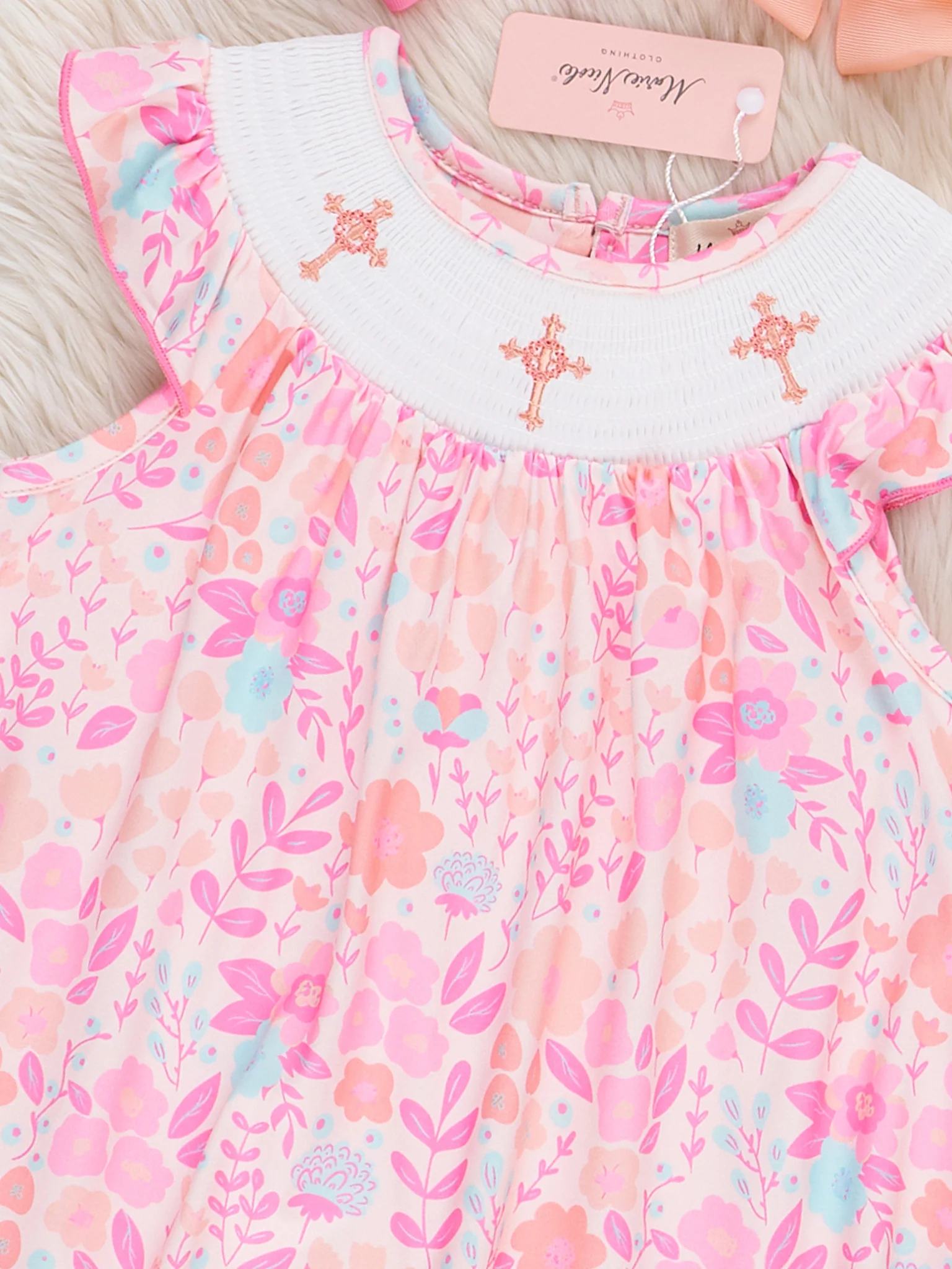 Shining Crosses Smocked Floral Dress - Image 3