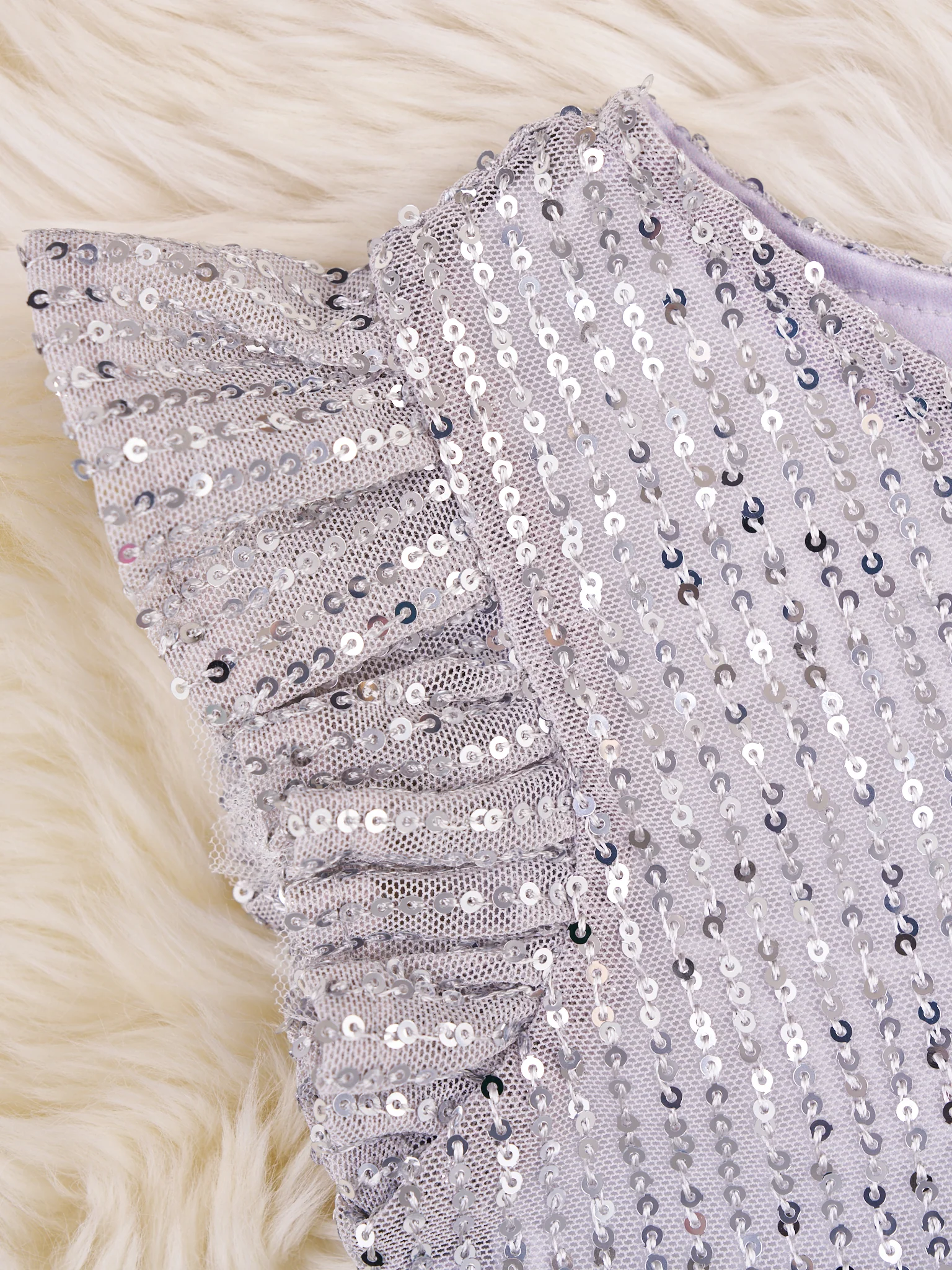 Silver Sequin Tiered Tulle Dress - Image 4