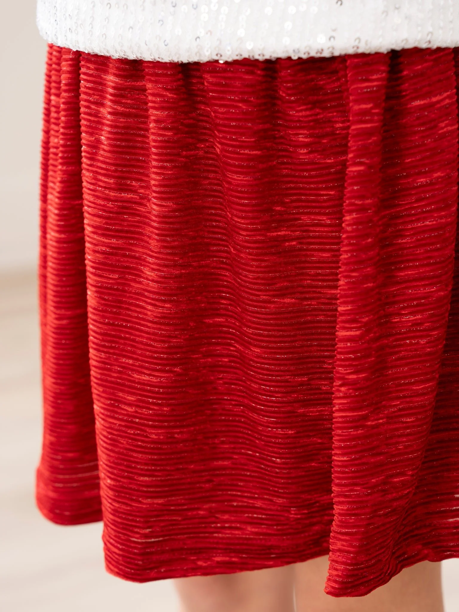 Silver Sequins & Red Velvet Christmas Outfit w/ Skirt - Image 6