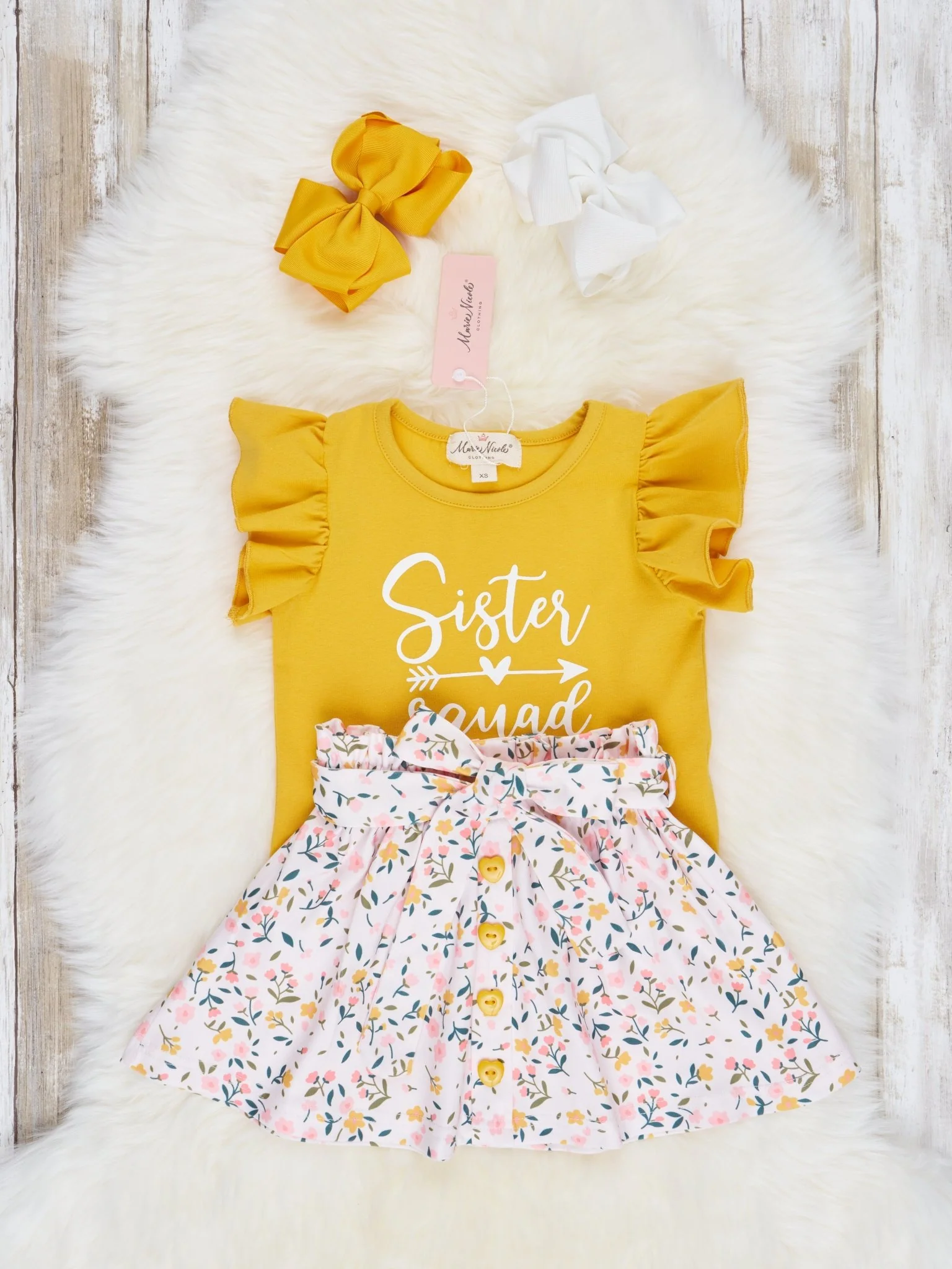 "Sister Squad" Floral Skirt Outfit - Image 2