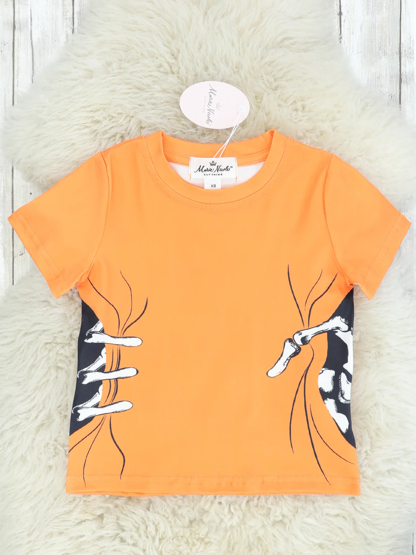 Skeleton Hands Orange T-Shirt - Image 3