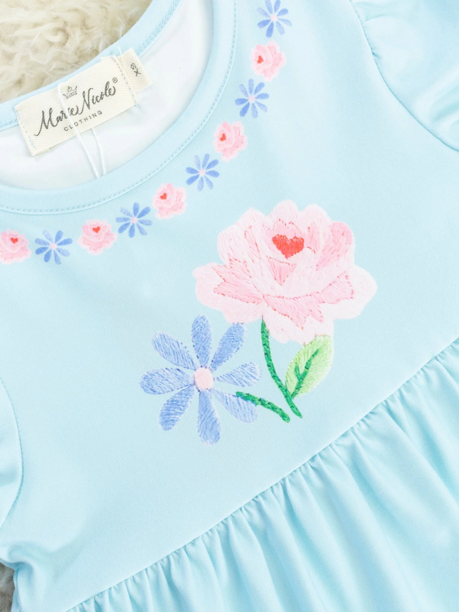 Sky Blue Floral Ruffle Dress - Image 2