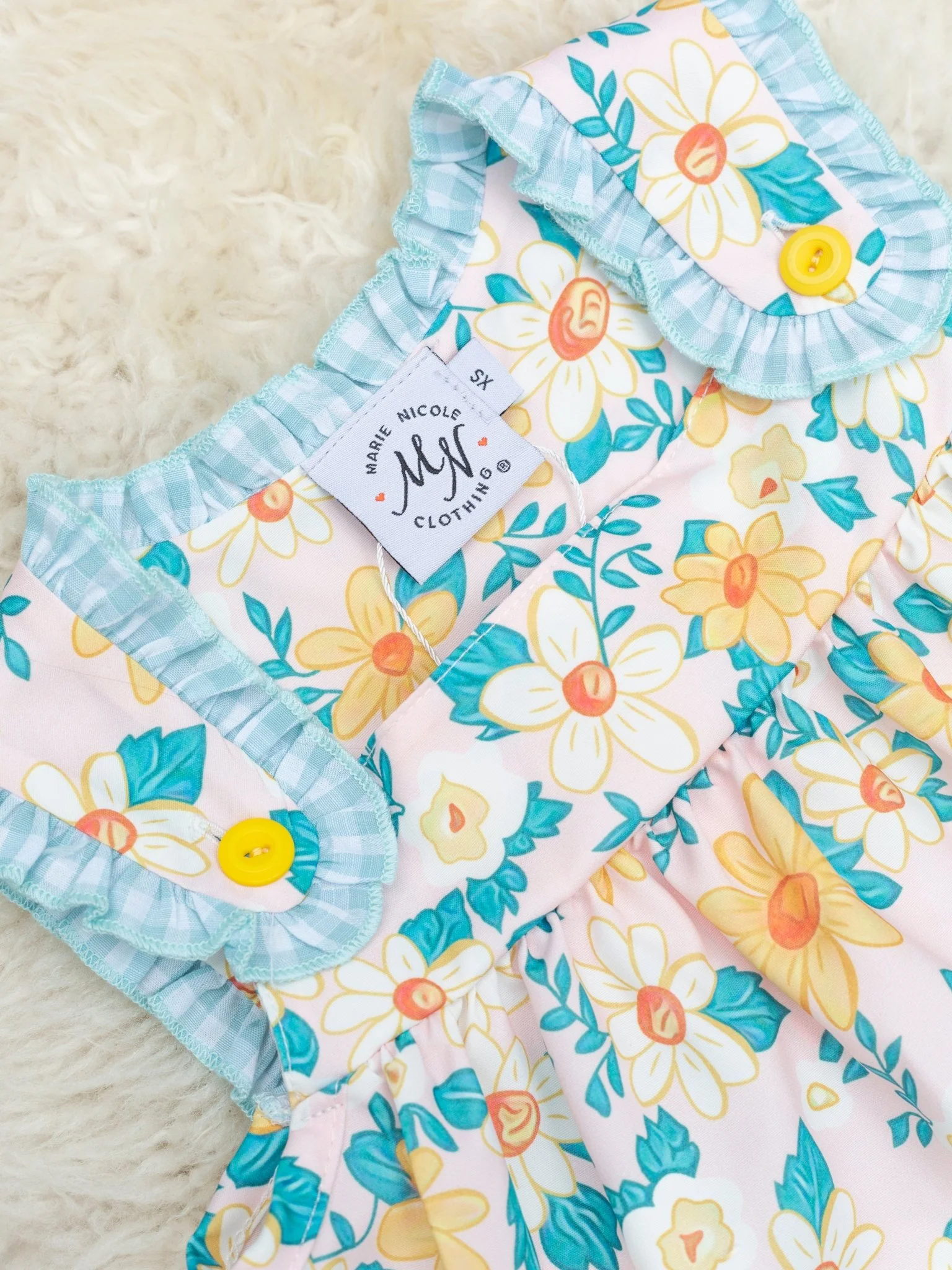 Sky Blue Gingham Daisy Outfit - Image 3