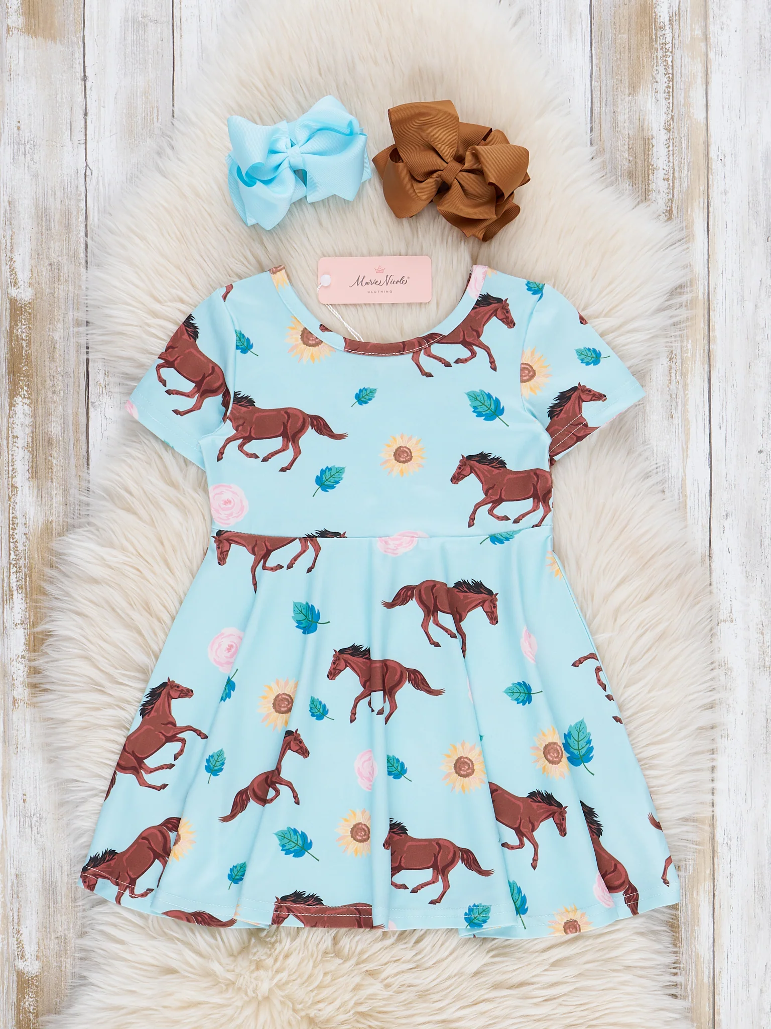Sky Blue Horse Swing Dress - Image 2