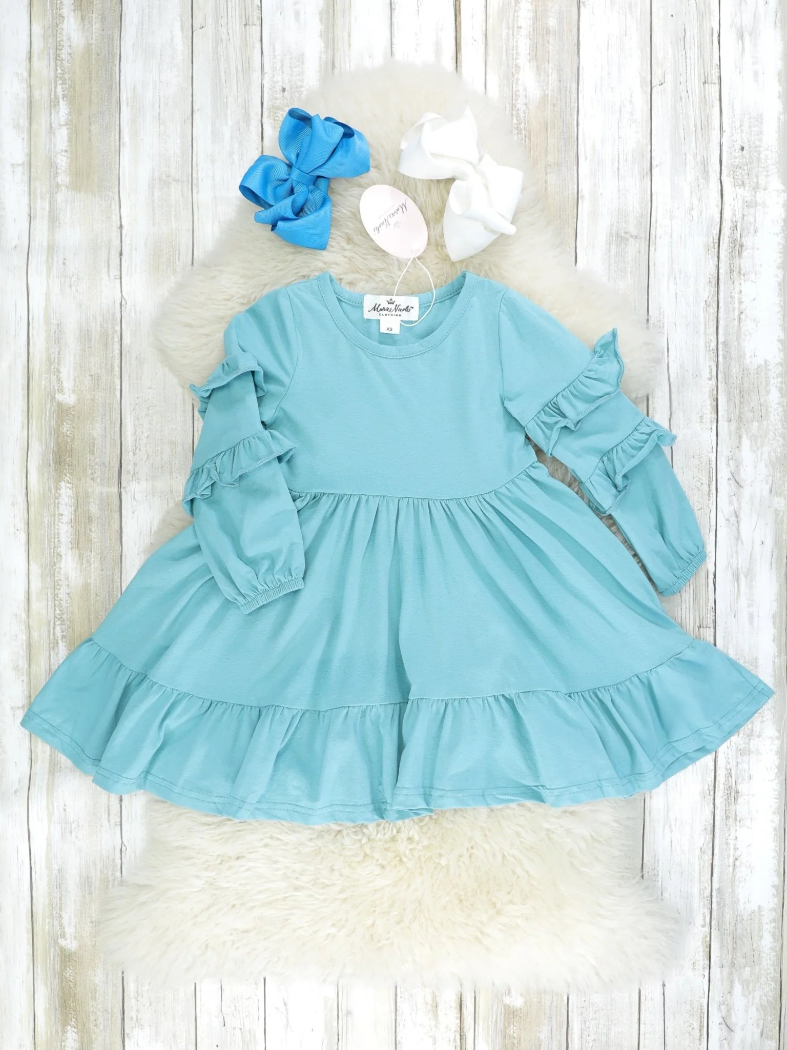 Sky Blue Ruffle Swing Dress