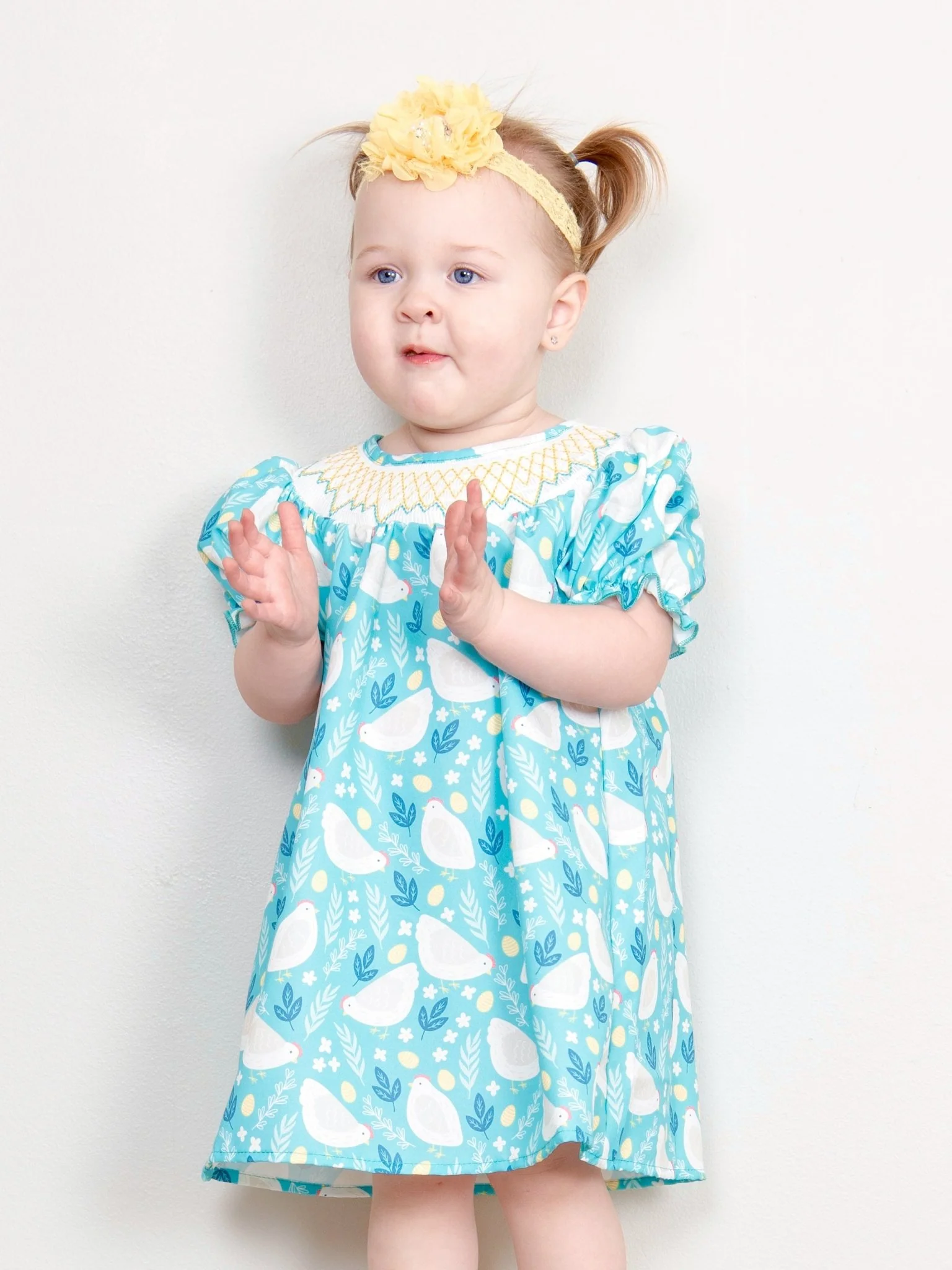 Sky Blue Smocked Chicken Dress - Image 2