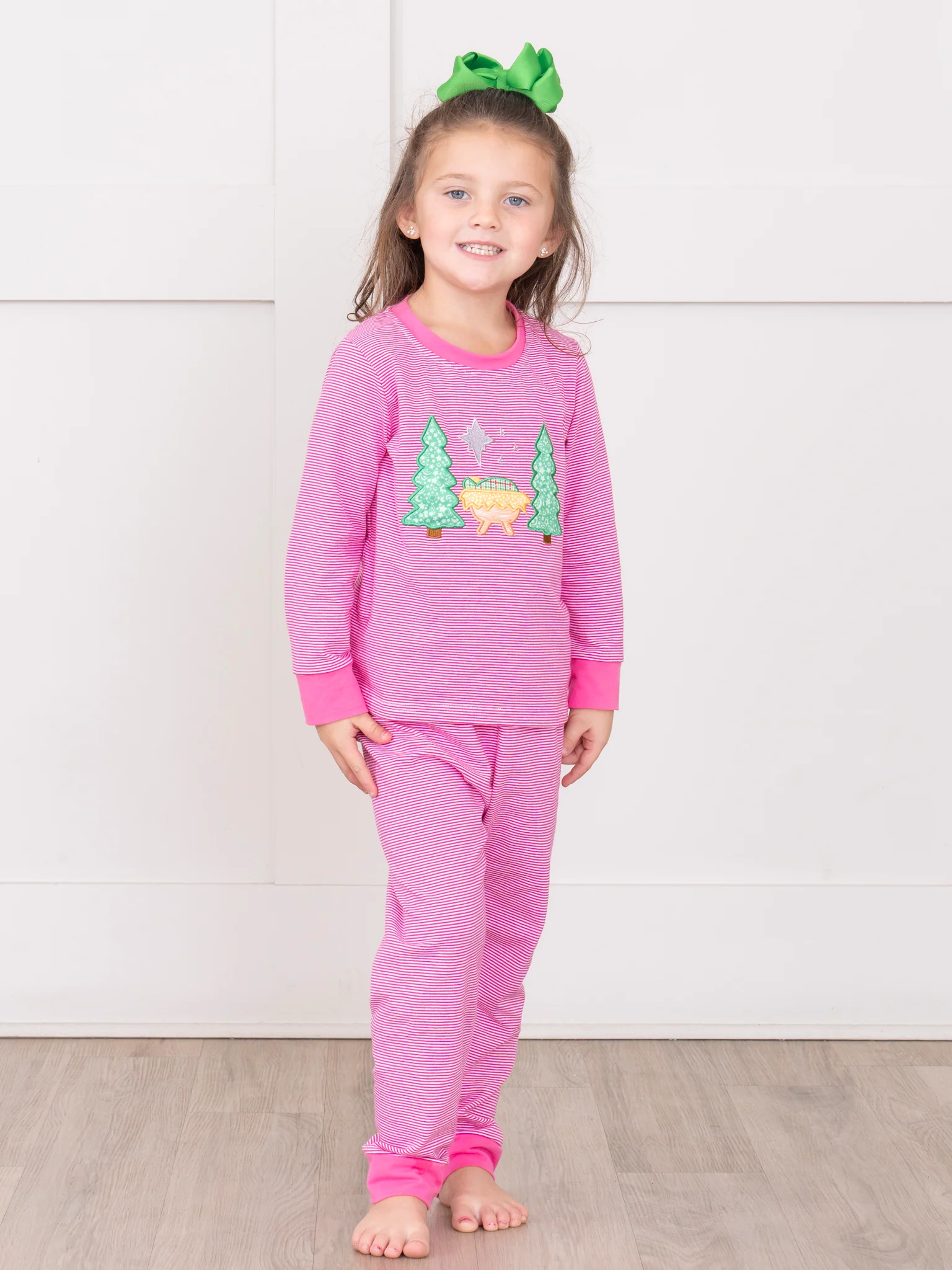 Sleepin' in the Manger Embroidered Pajamas - Girls