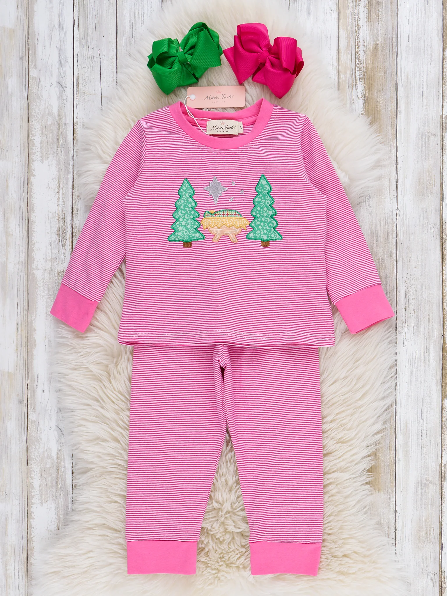 Sleepin' in the Manger Embroidered Pajamas - Girls - Image 2