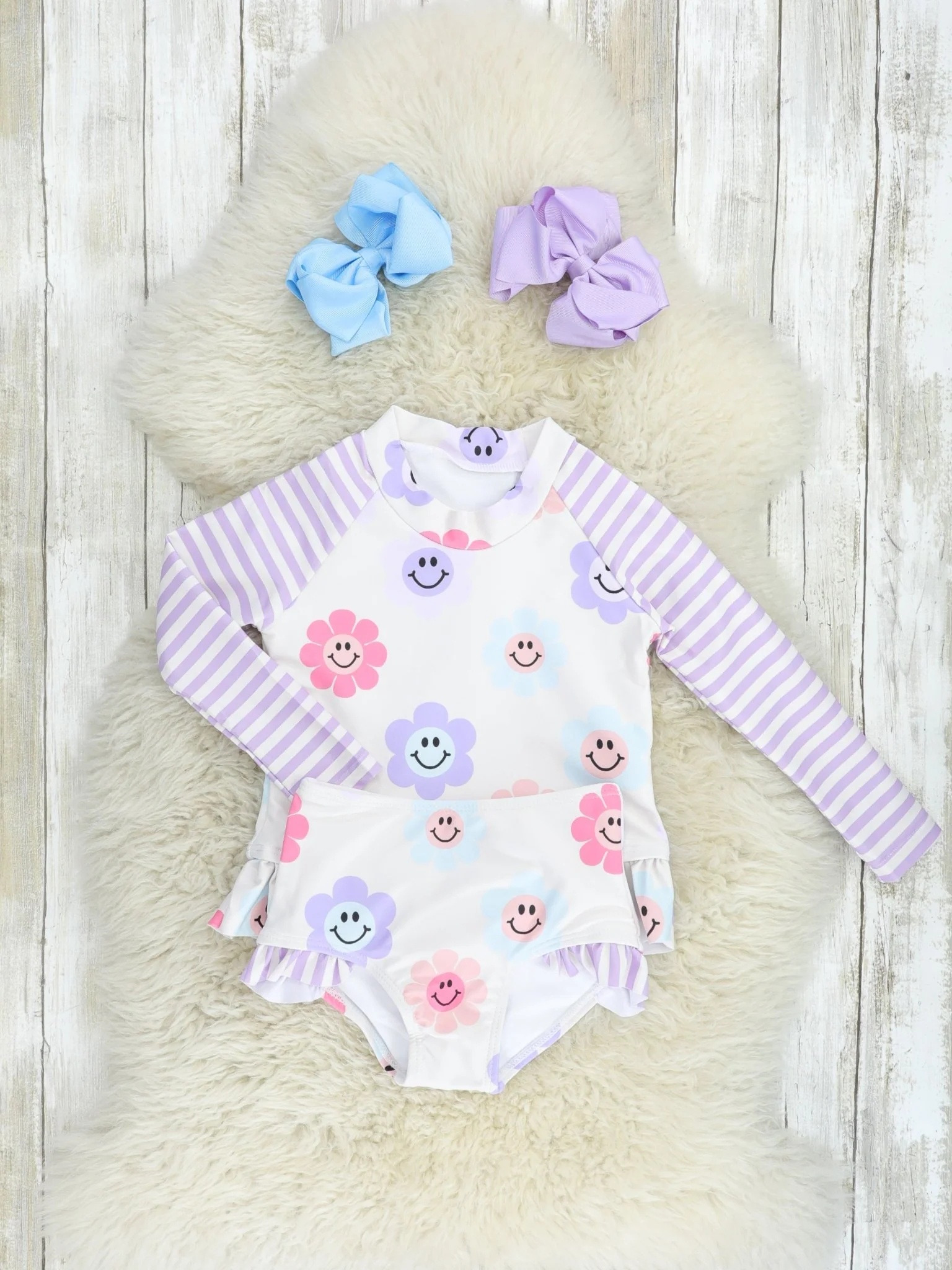 Smiley Floral Rash Guard Swimsuit - Image 2