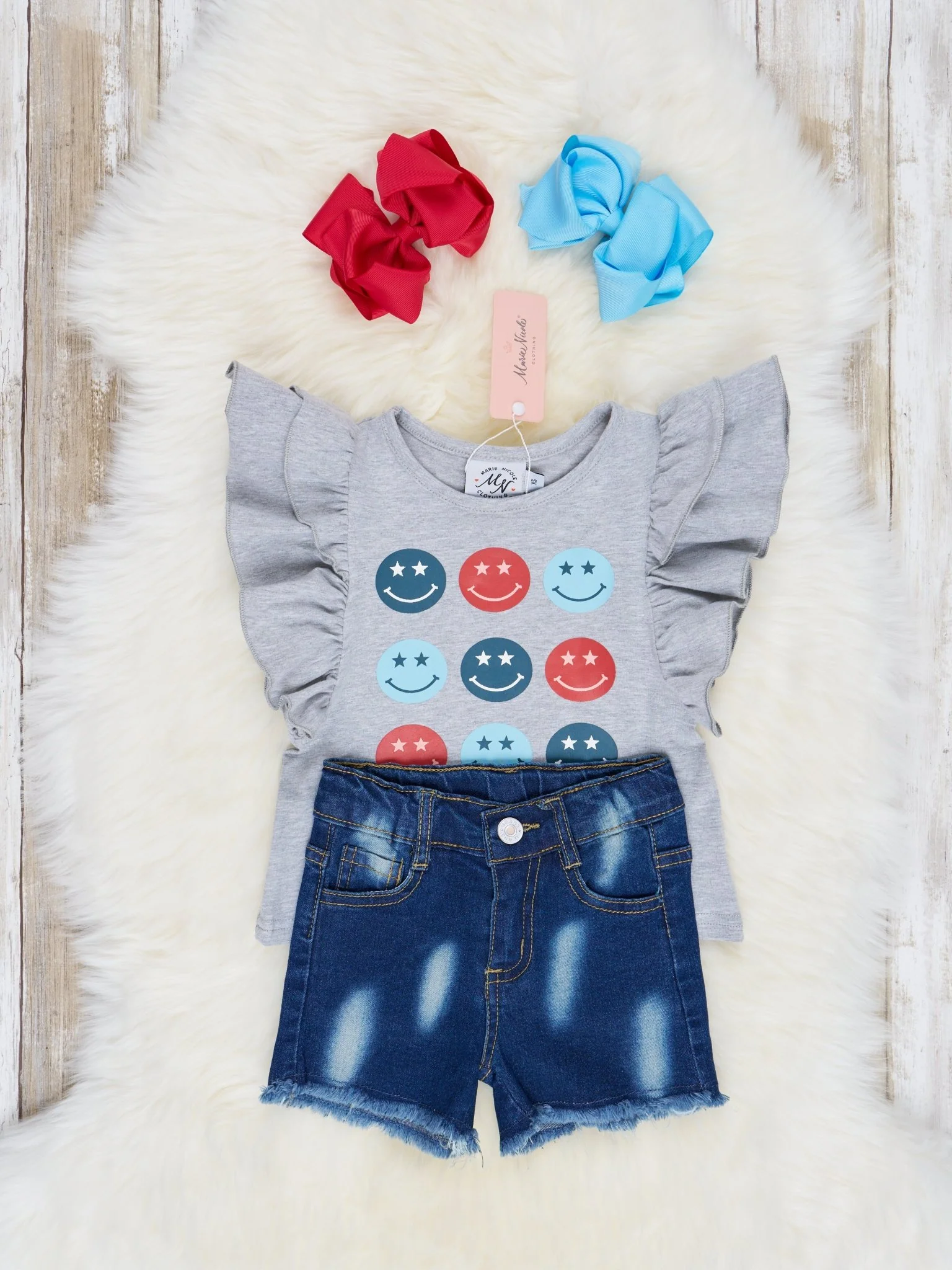 Smiley Ruffle Denim Outfit - Image 2