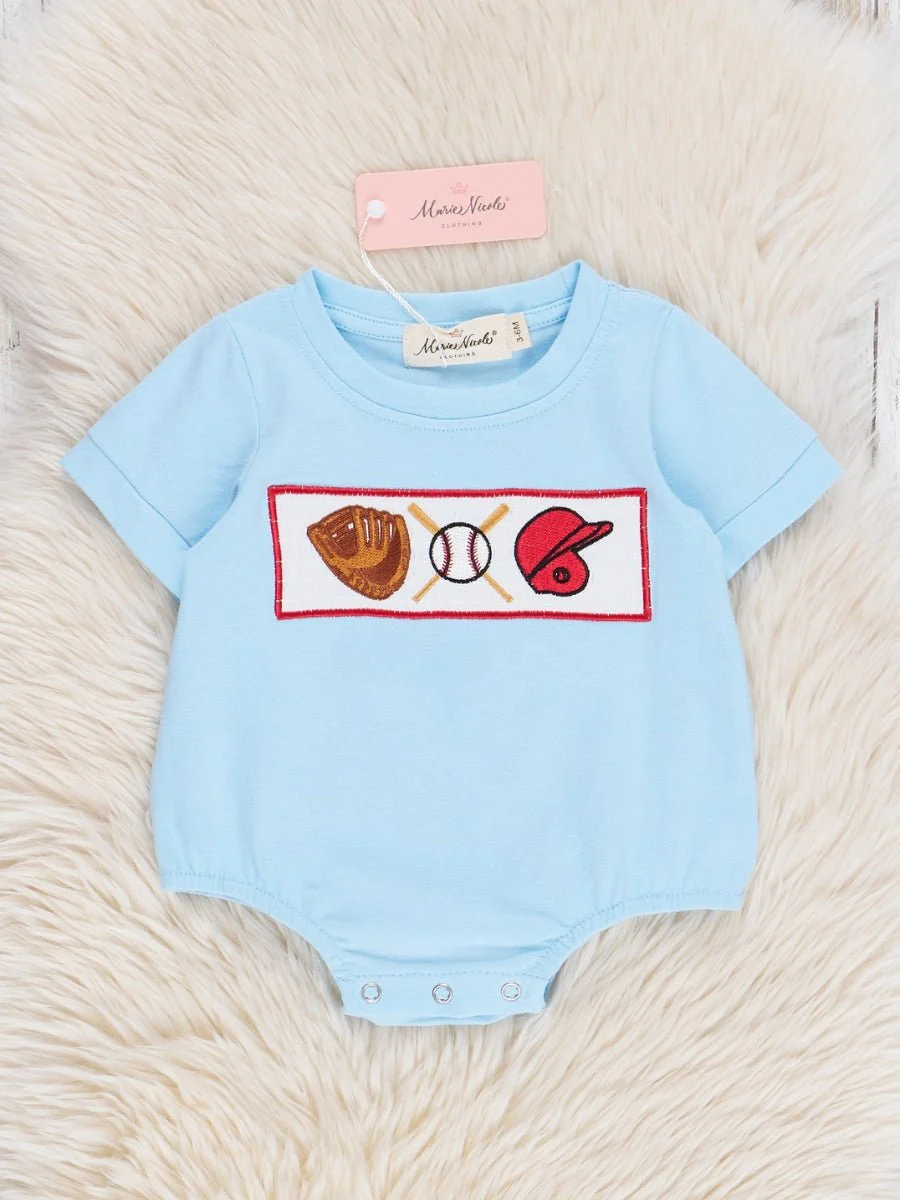 Smocked Baseball Season Bubble Romper