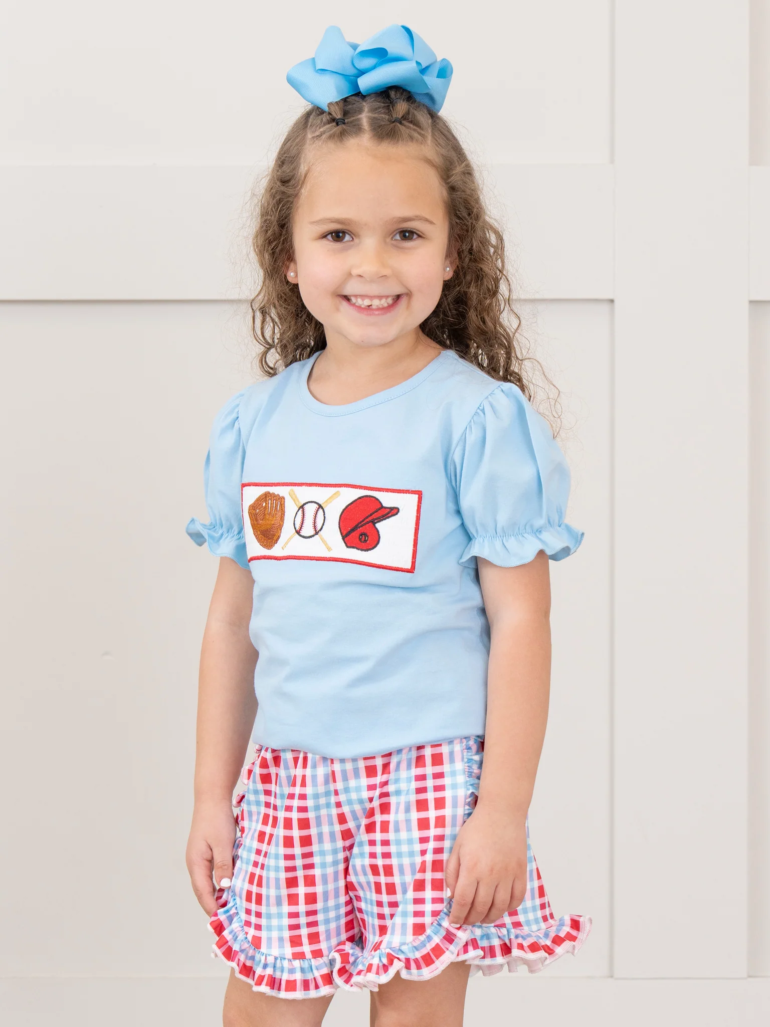 Smocked Baseball Season Ruffle Outfit
